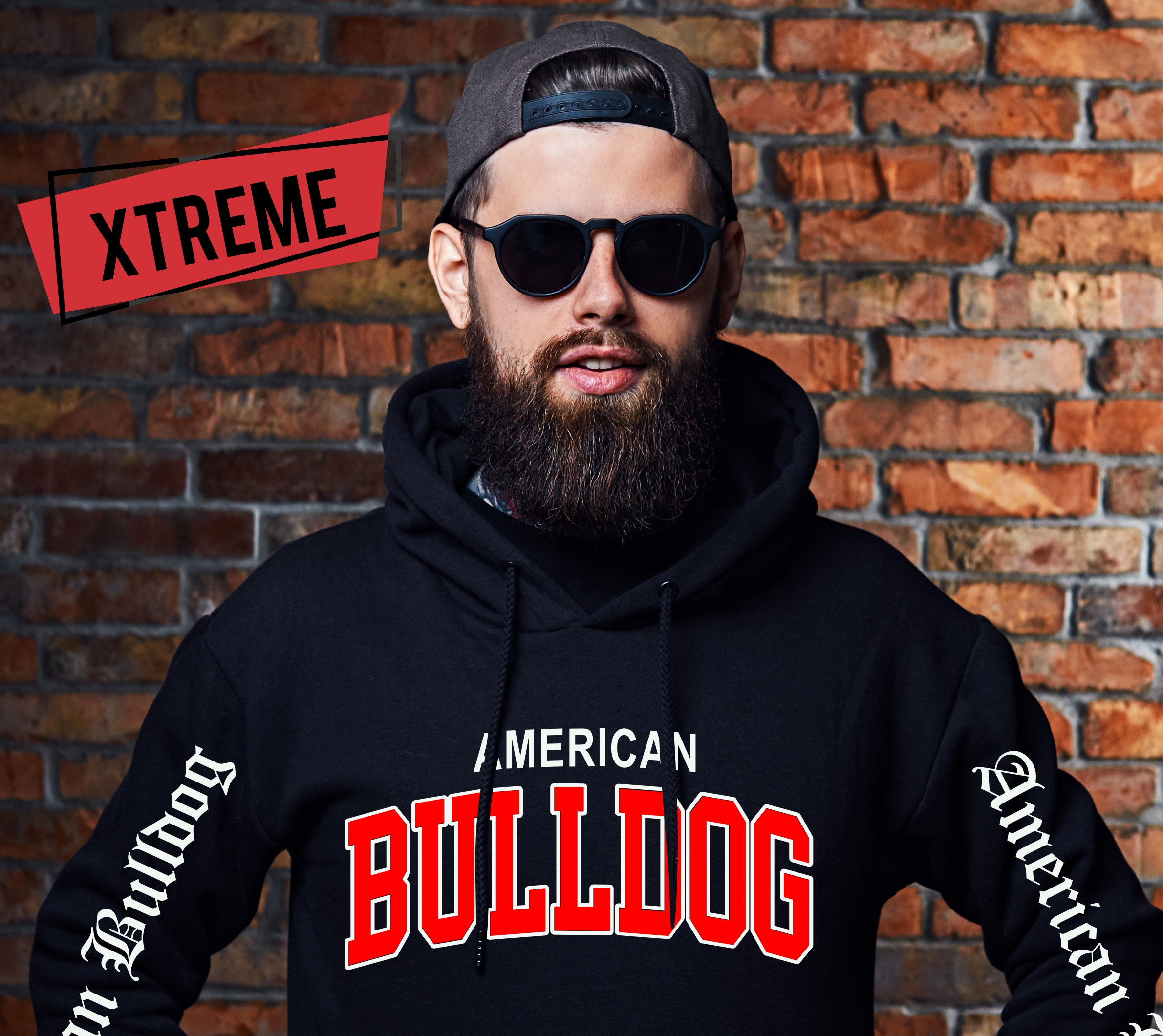American Bulldog USA Old Hund Hoodie Unisex Sweatshirt Extreme Hundemotiv
