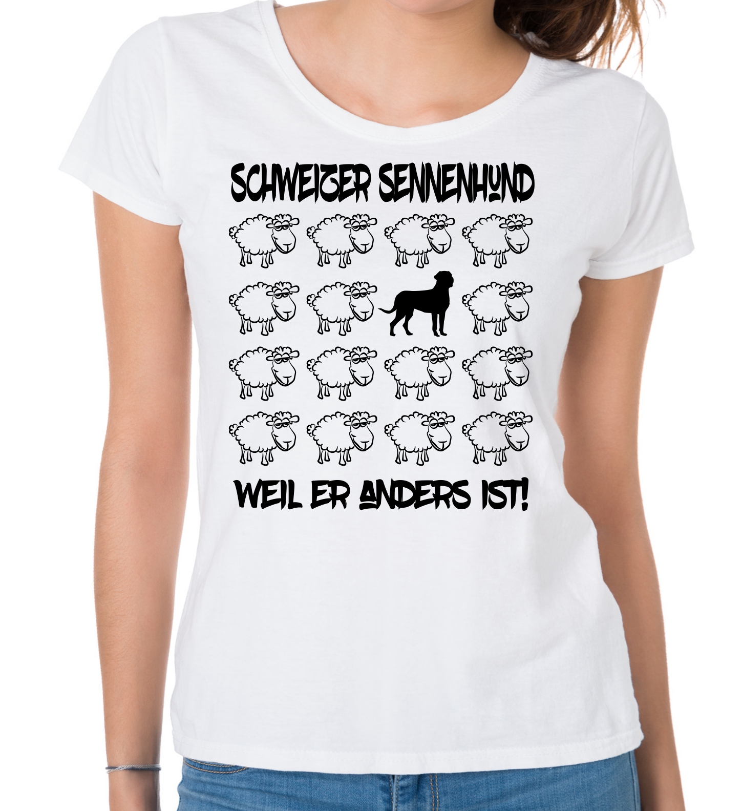 SCHWEIZER SENNENHUND DAMEN T-SHIRT BLACK SHEEP by SIVIWONDER
