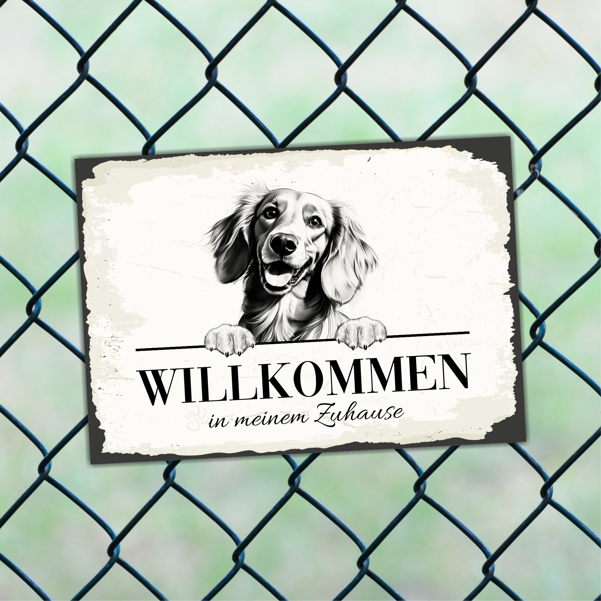 Hundeschild Willkommen Zuhause Dackel 2 Dog Schild Spruch Türschild  Warnschild