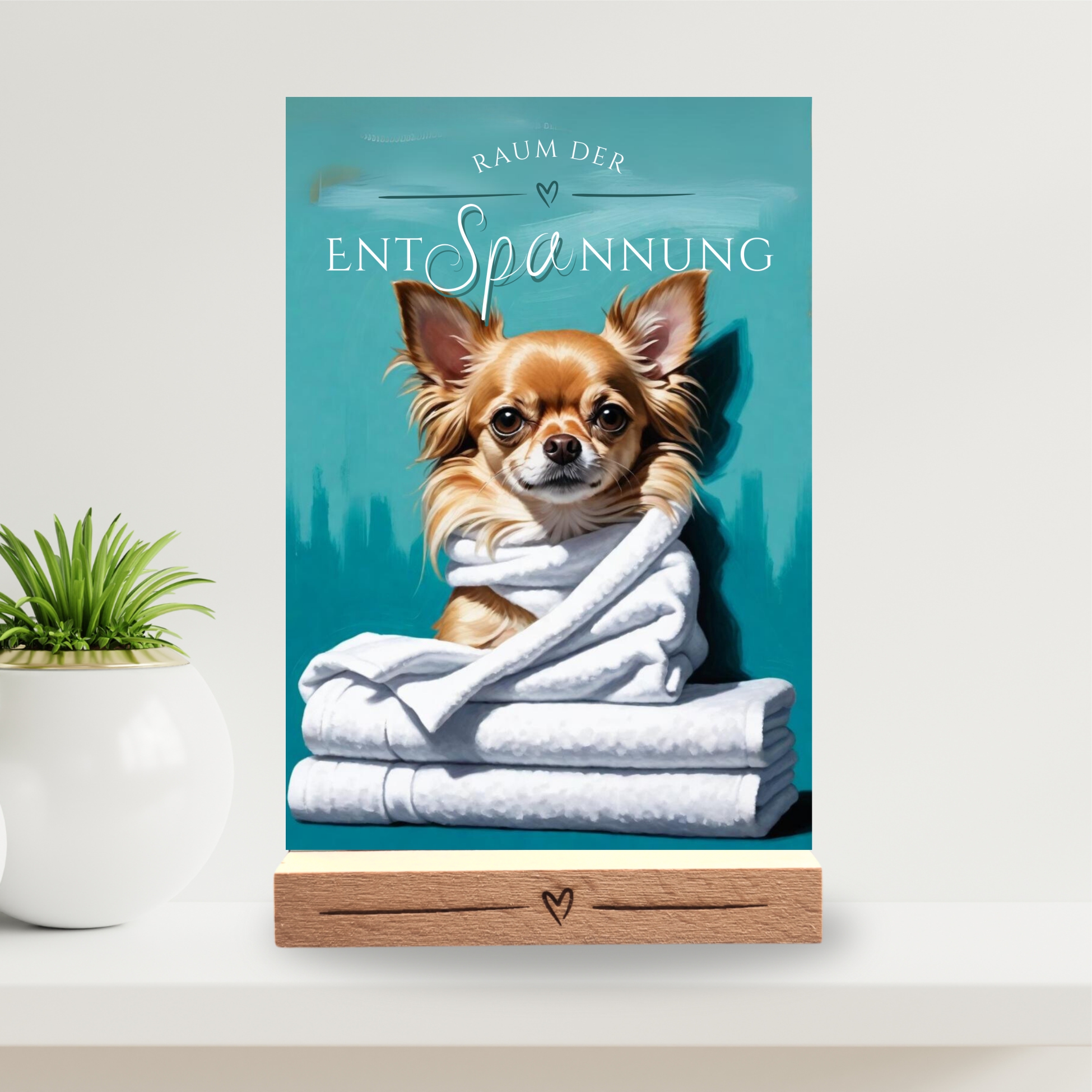 Hundeschild Deko Badezimmer Wellness  Chihuahua Chi Schild Spruch