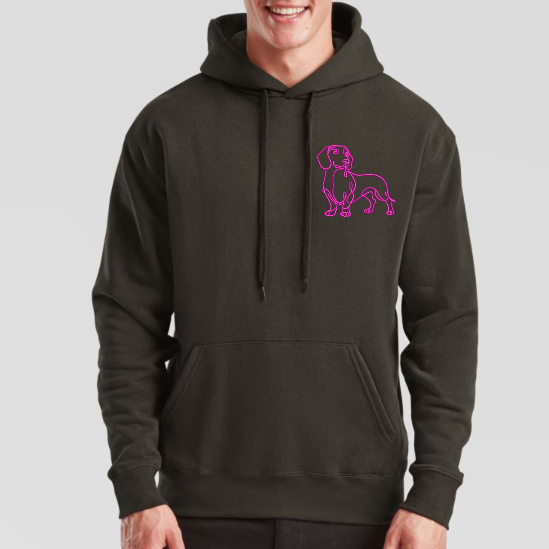 Hoodie Dackel Teckel gestickt Hund wählbare Stickerei kuschelig Stickerei personalisiert Dachshund