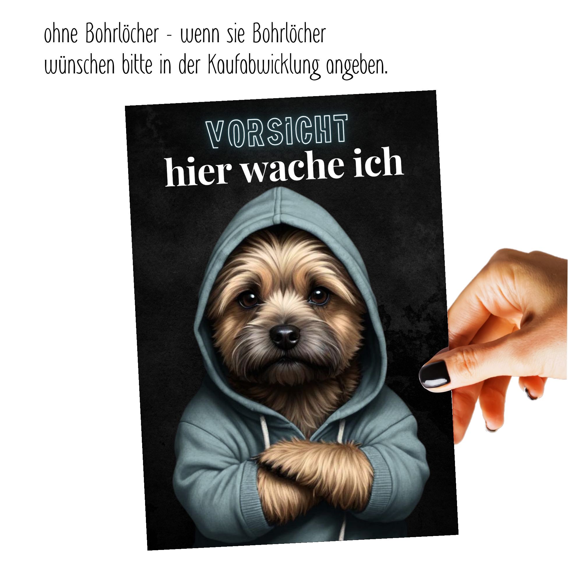 Hundeschild Schild Vorsicht Cairn Terrier Dog Spruch Türschild Warnschild Hund hier wache ich