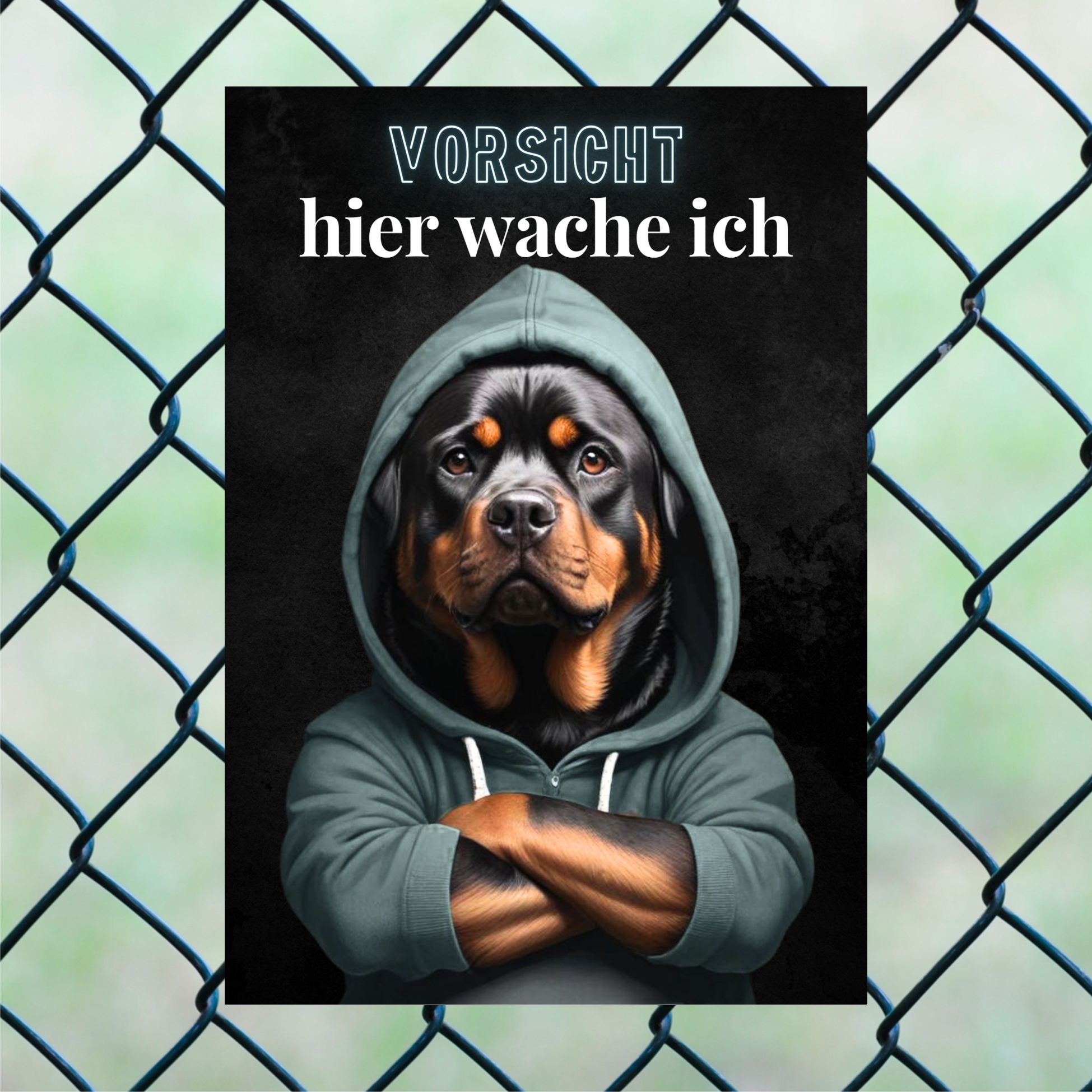 Hundeschild Schild Vorsicht Rottweiler Dog Spruch Türschild Warnschild Hund hier wache ich