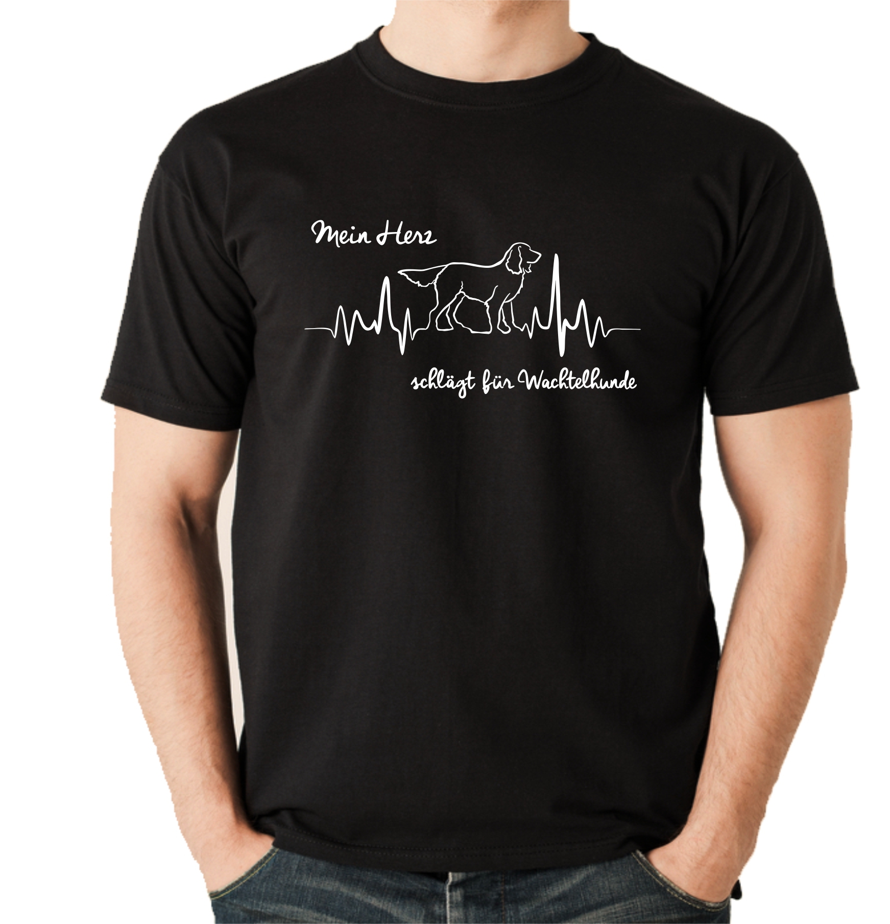 WACHTELHUND UNISEX T-SHIRT HEARTBEAT EKG Hund Hundemotiv Herz Herzschlag