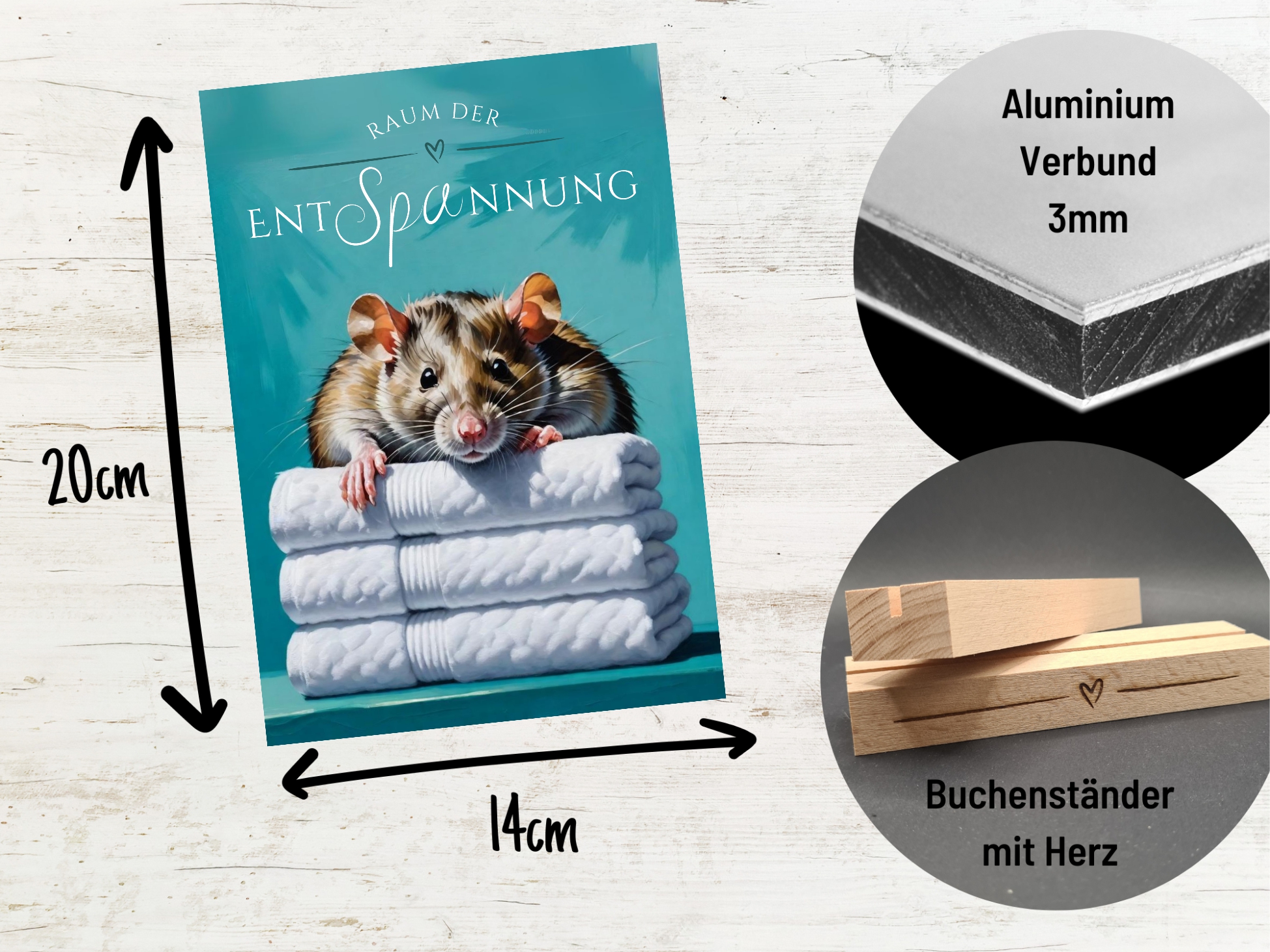 Ratte Schild Wellness Handtuch Entspannung  Schild Spruch