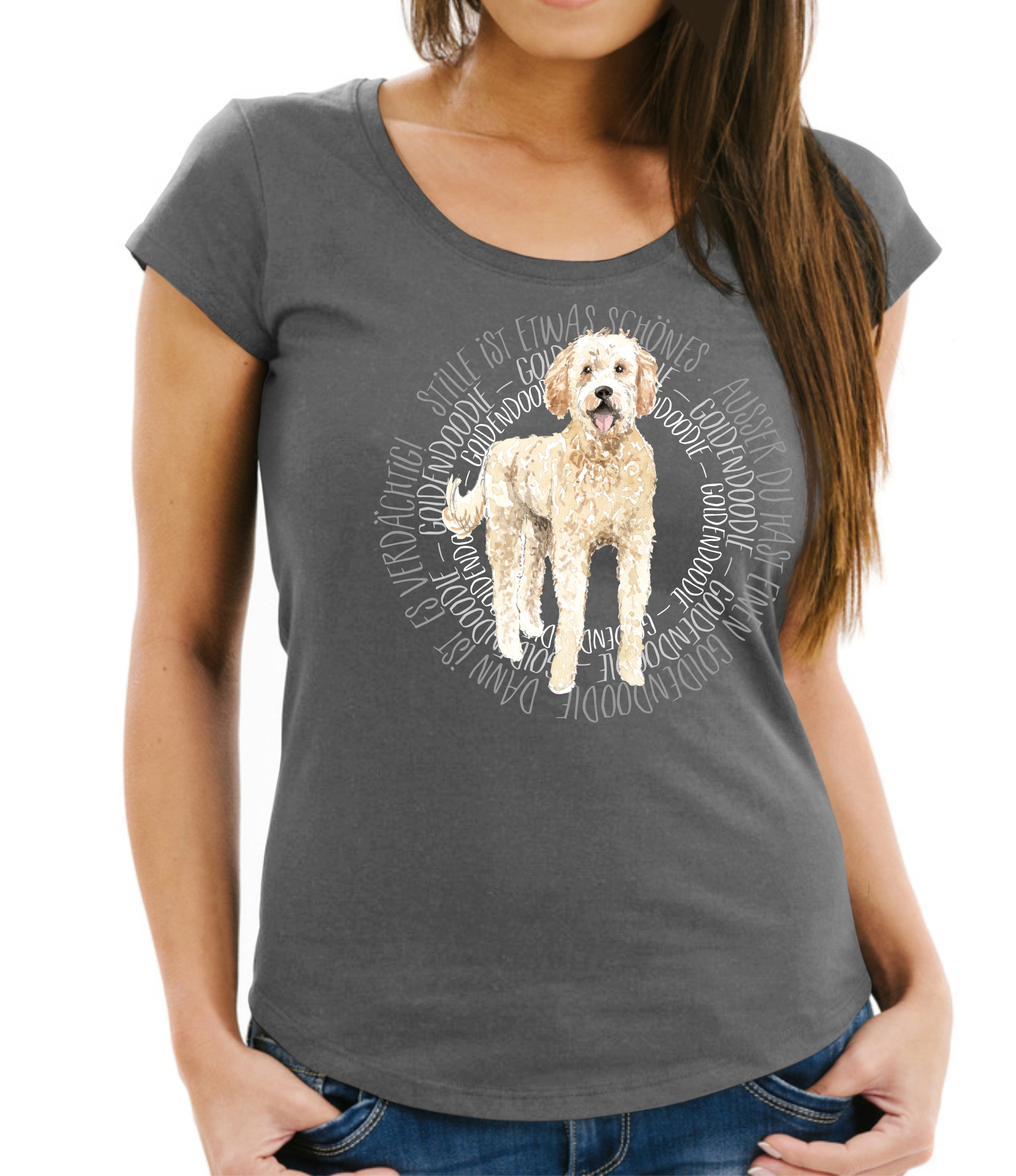 GOLDENDOODLE DAMEN T-SHIRT CIRCLE Watercolor by SIVIWONDER