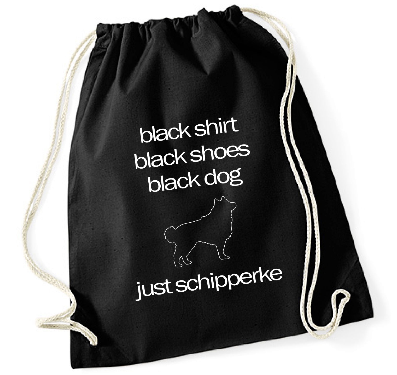 Schipperke Turnbeutel Black Dog Hundemotiv Spitzke Spitske Spits Kleiner Schäferhund