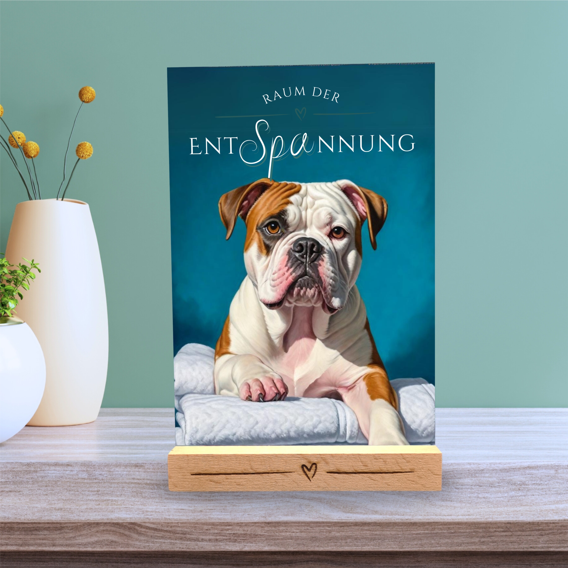 Hundeschild Deko Badezimmer Wellness Bulldog Schild Spruch