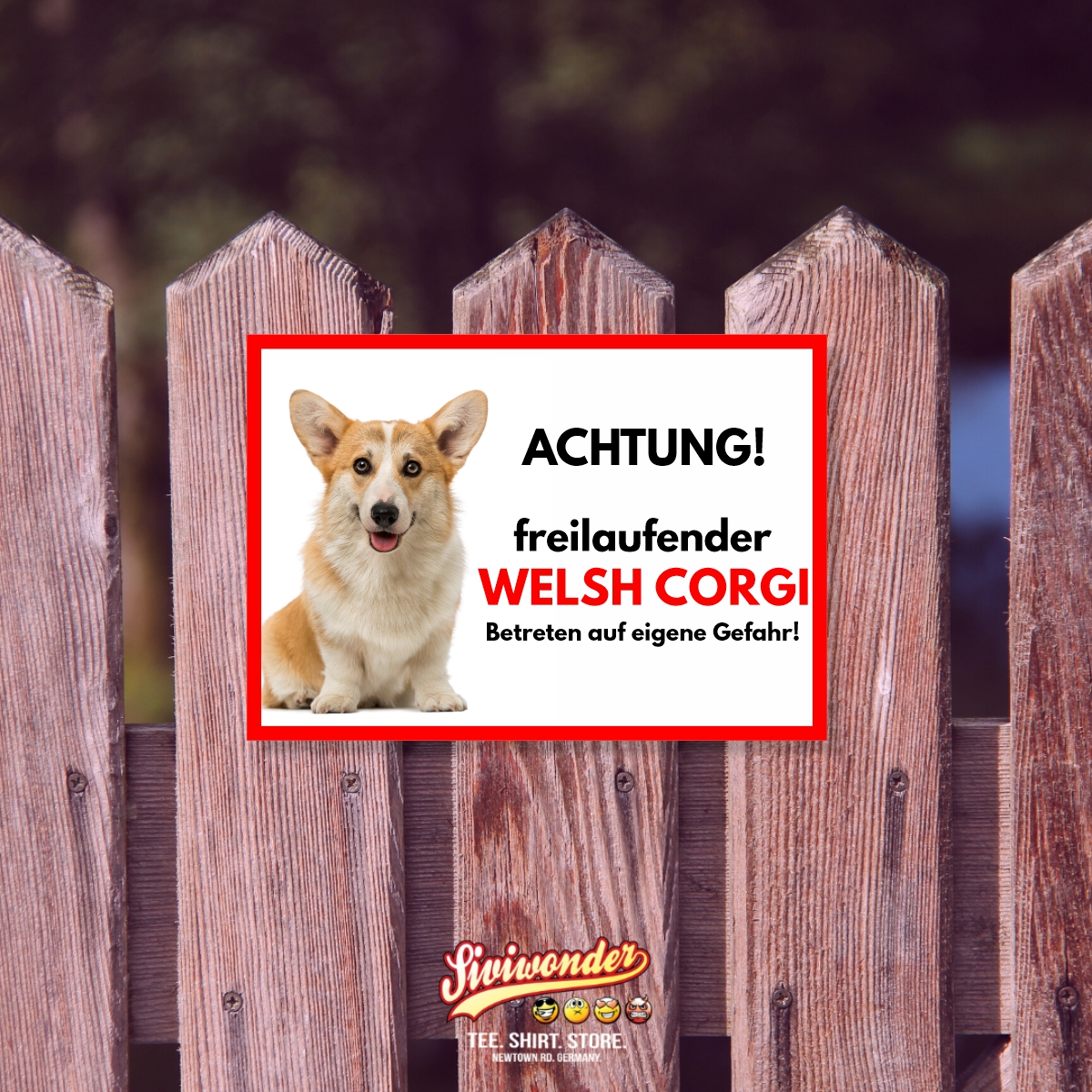 Welsh Corgi Freilaufender Hund Dog Schild Spruch Türschild Hundeschild Warnschild