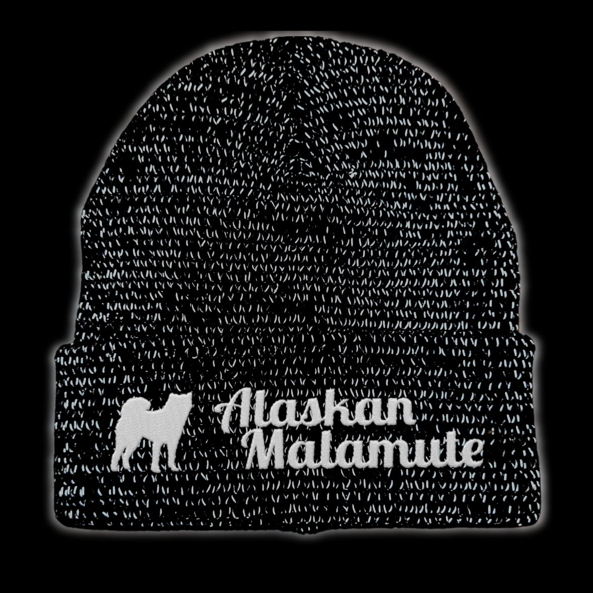 Alaskan Malamute reflektierende Mütze Stickerei Hund Winter Strickmütze reflex Beanie warm