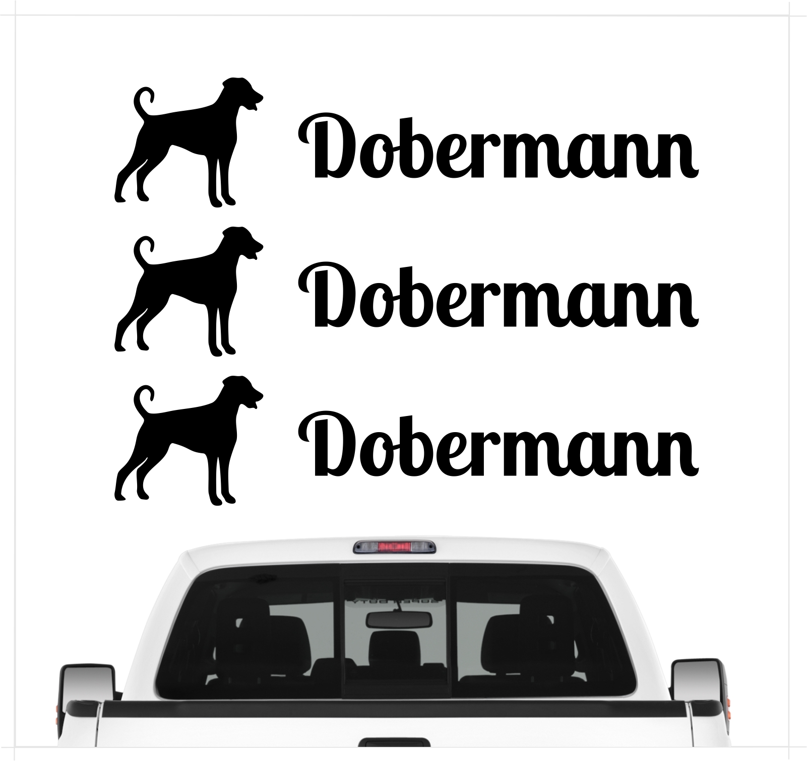 Dobermann Dobi Dobie unkupiert Aufkleber 3er Set Hundeaufkleber Hundemotiv Hund Folie