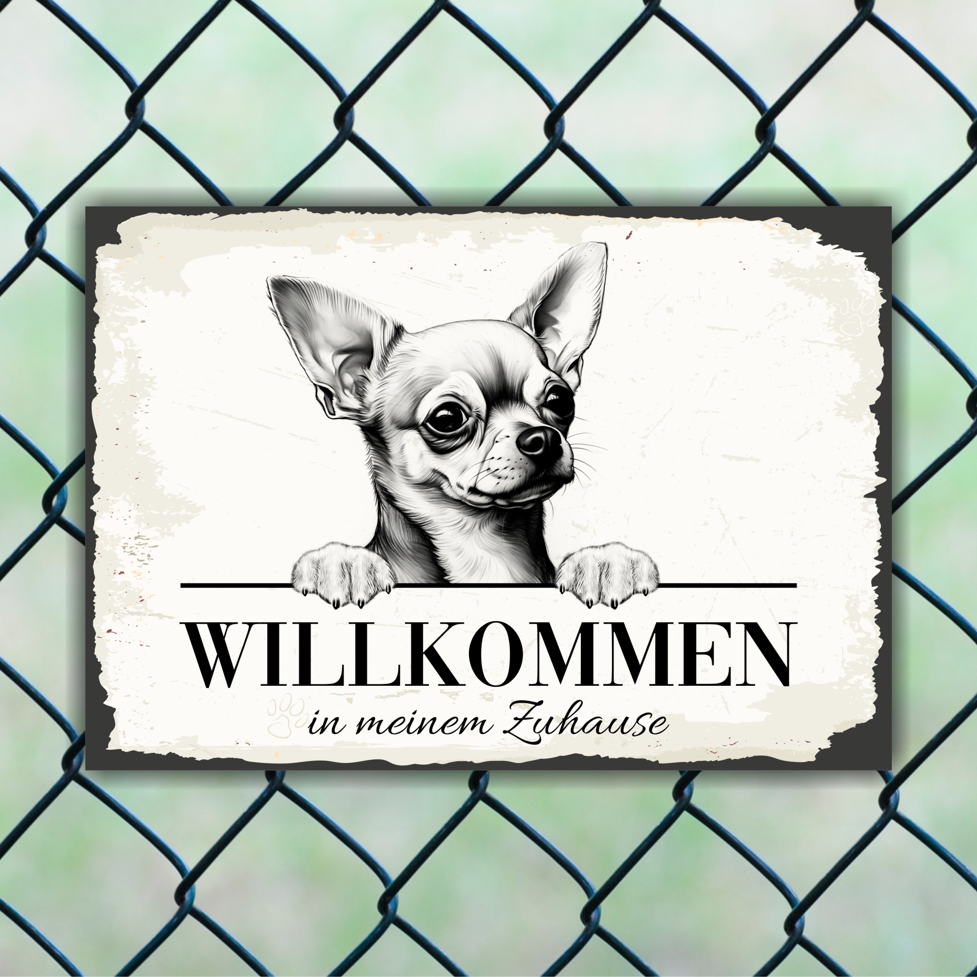 Hundeschild Willkommen Zuhause Chihuahua Schild Achtung Spruch Türschild