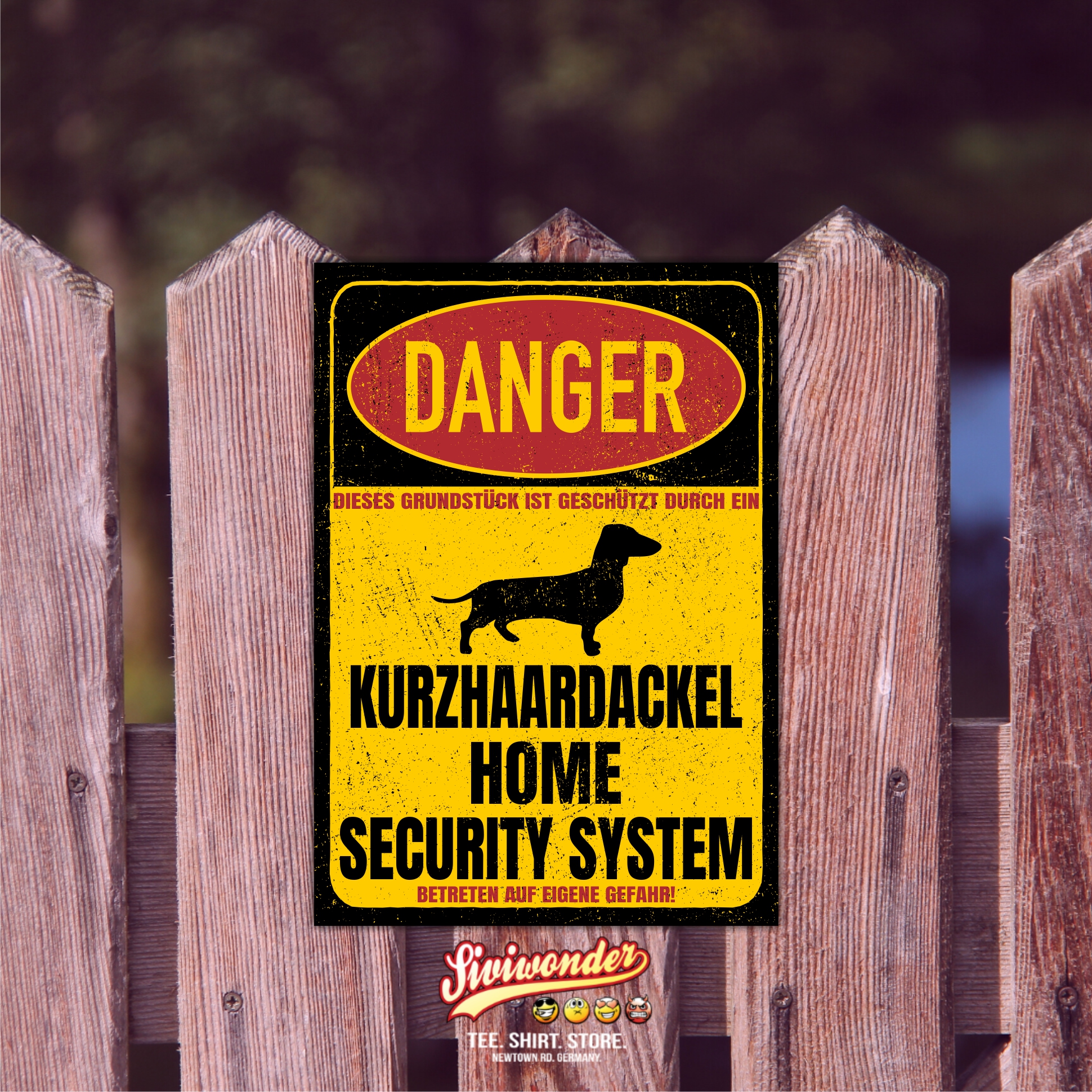 Kurzhaardackel Dackel Teckel Dachshund Kurzhaar Dog Türschild Danger Security System Warnschild Hund Schilder Hundeschild