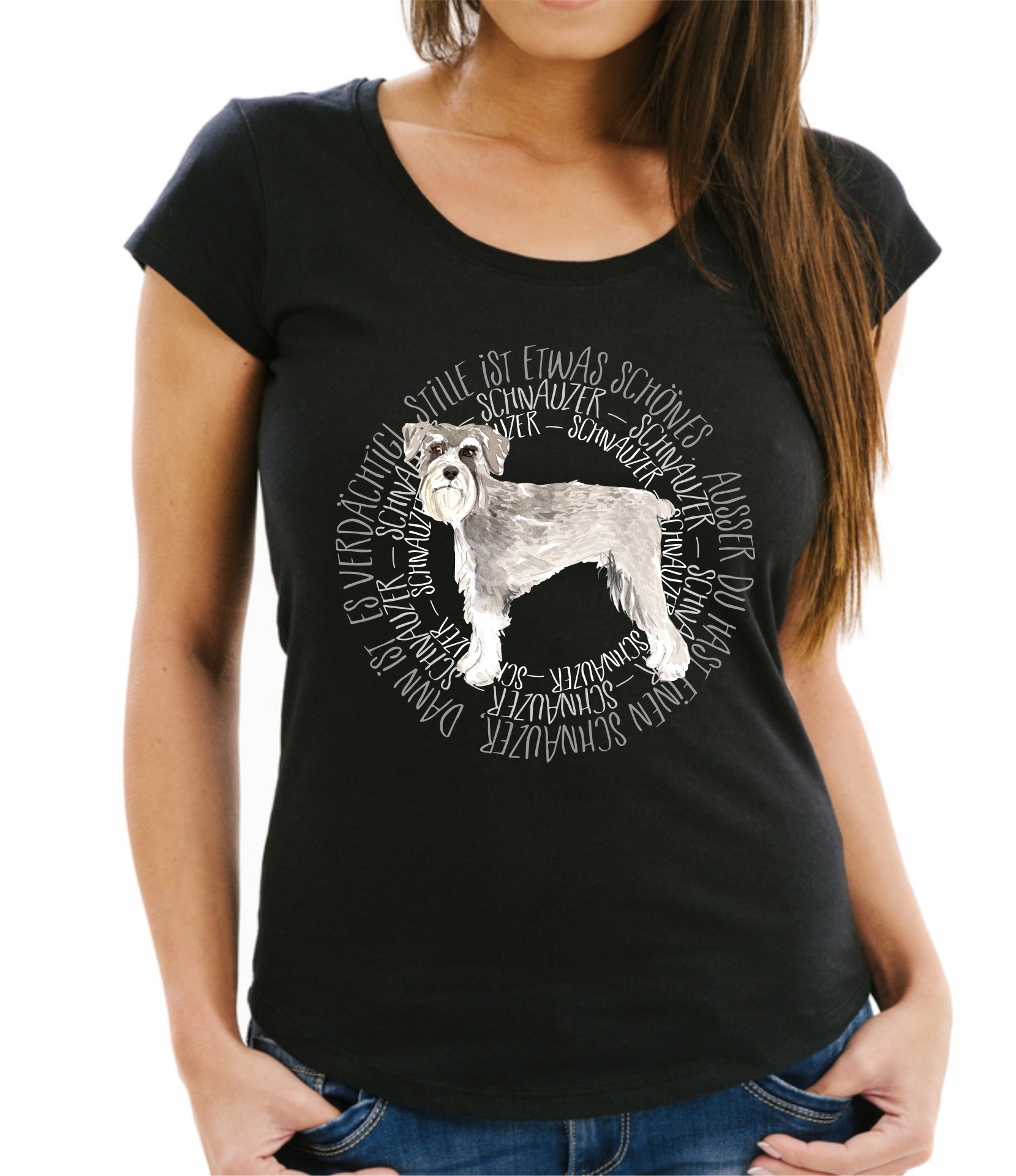 SCHNAUZER DAMEN T-SHIRT CIRCLE Watercolor by SIVIWONDER