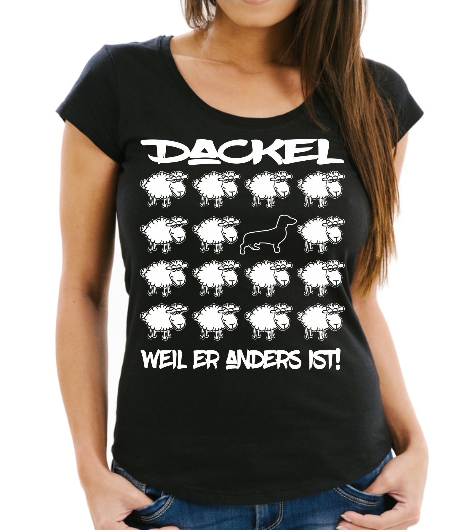 DACKEL DAMEN T-SHIRT BLACK SHEEP by SIVIWONDER