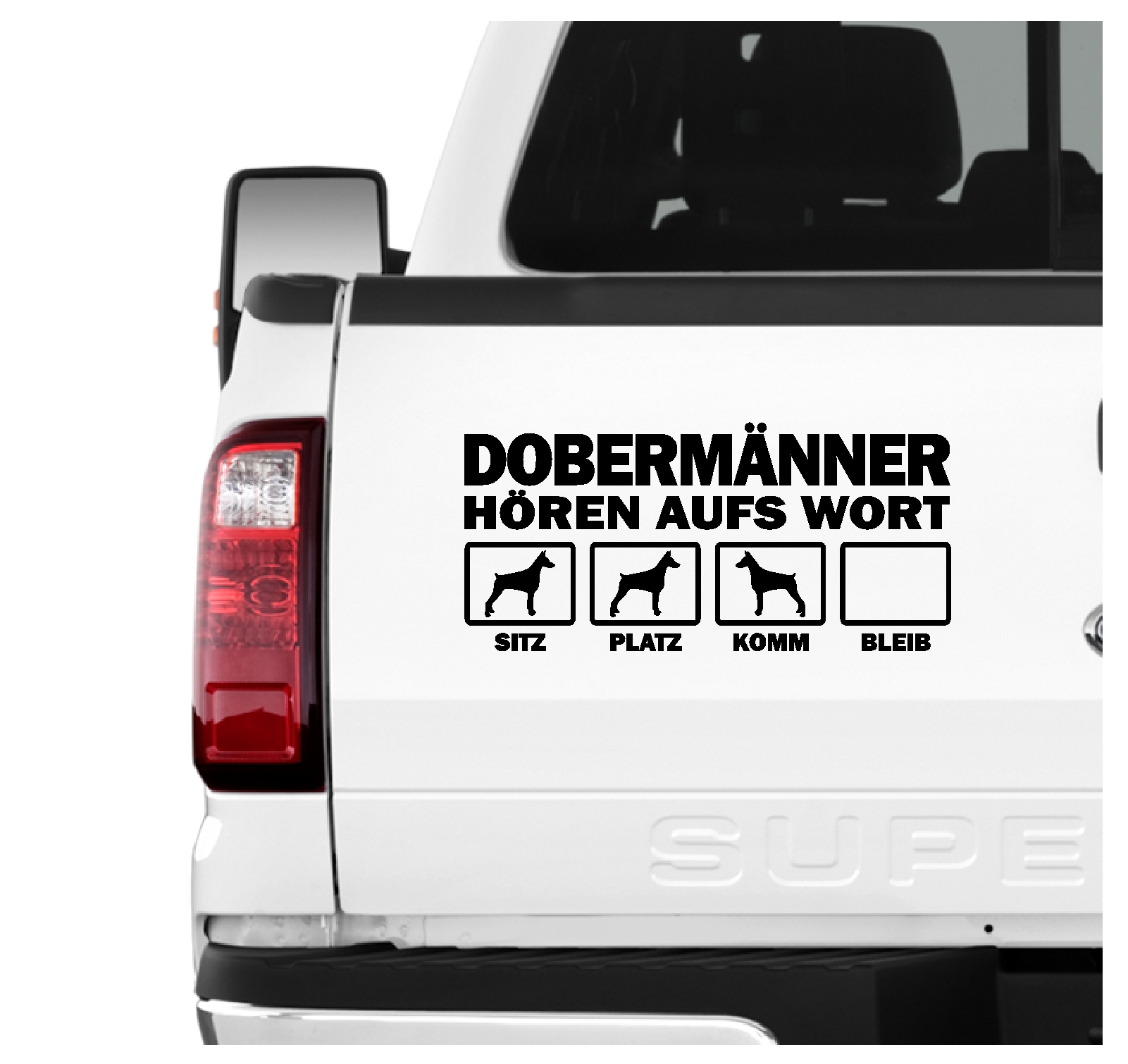 Dobermann Dobi Dobie Doberman Pinscher Hört aufs Wort Hunde Aufkleber Sticker Autoaufkleber