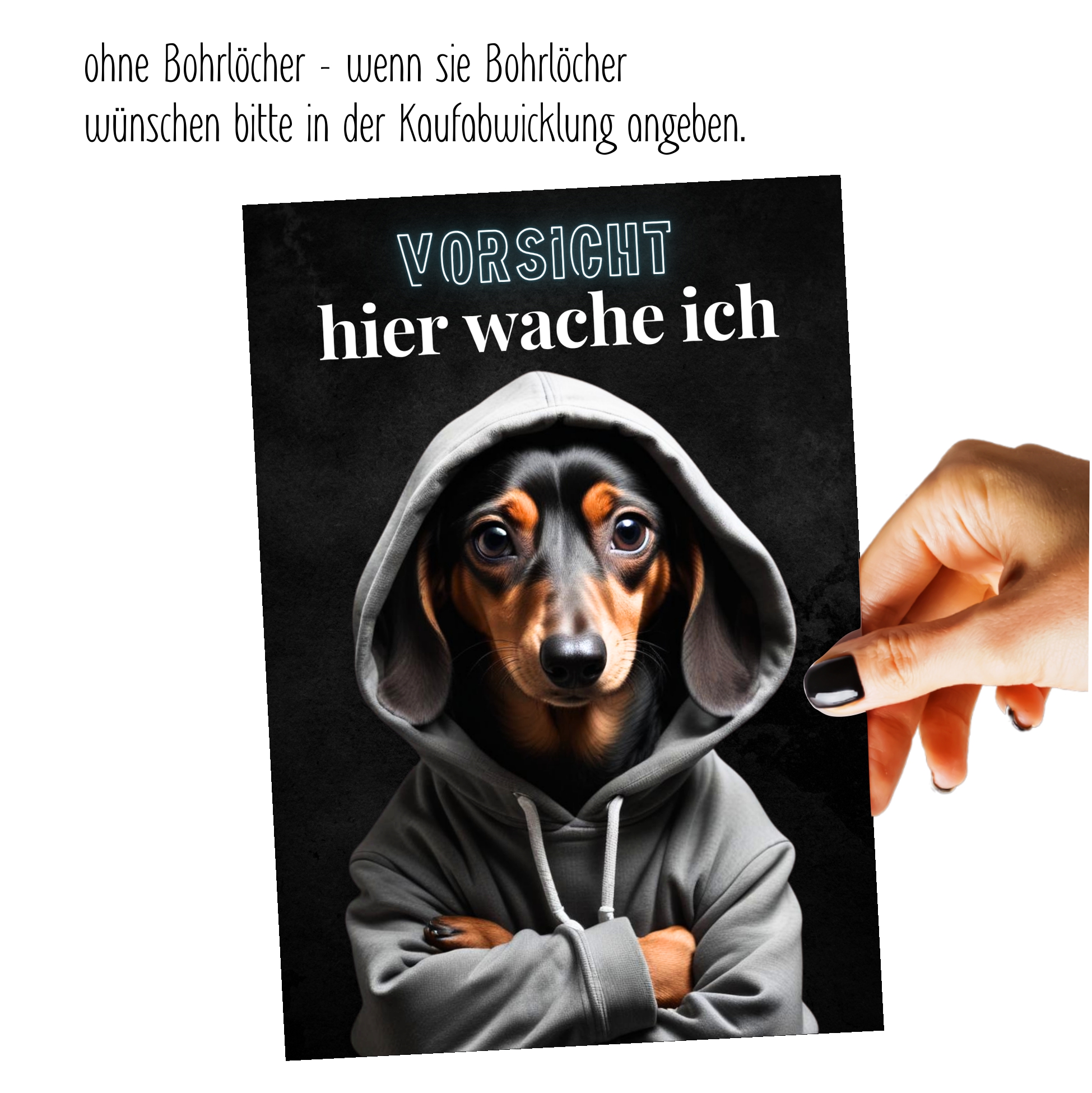 Hundeschild Schild Vorsicht Dackel Dog Spruch Türschild Warnschild Hund hier wache ich Teckel