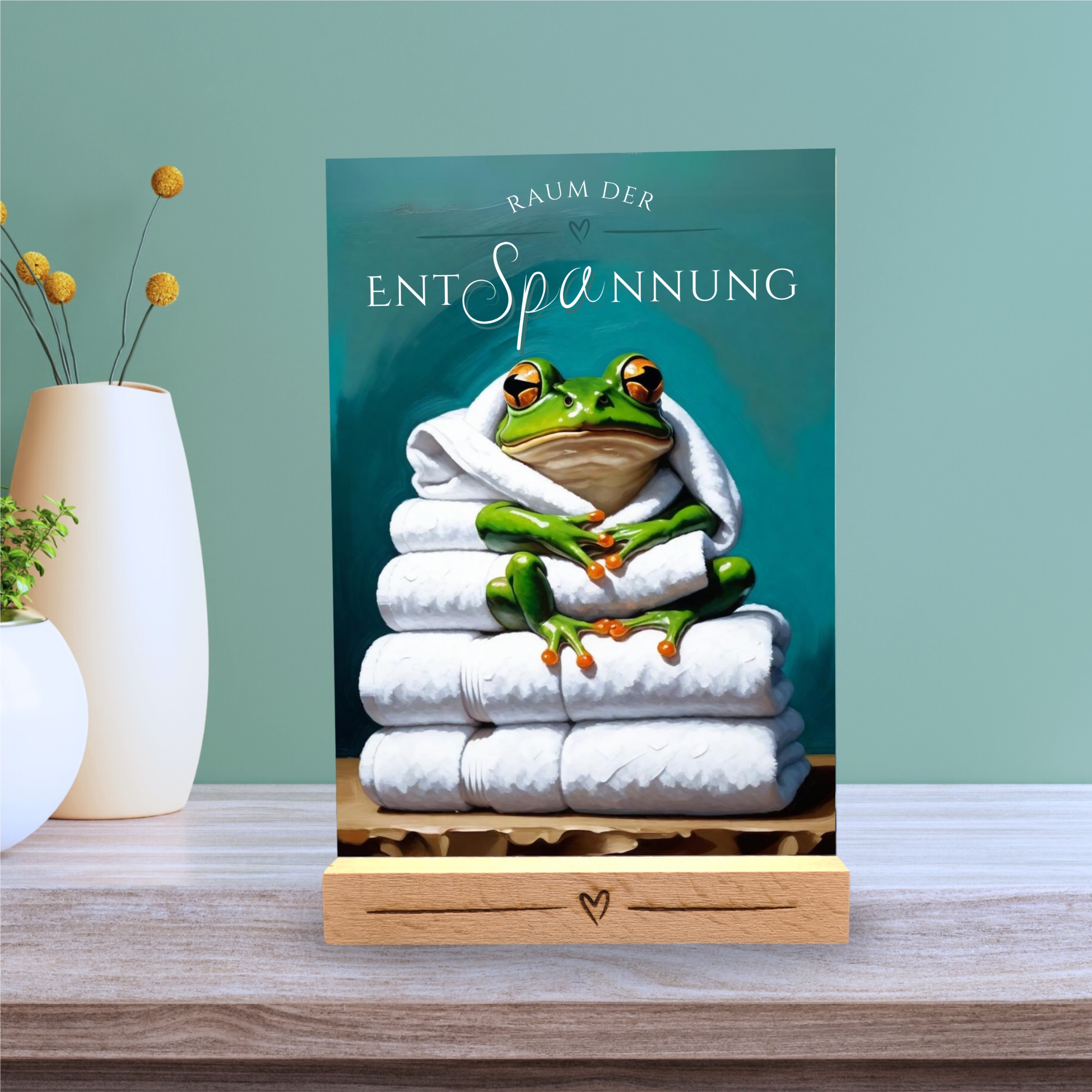 Frosch Schild Wellness Handtuch Entspannung  Schild Spruch Türschild Froschschild
