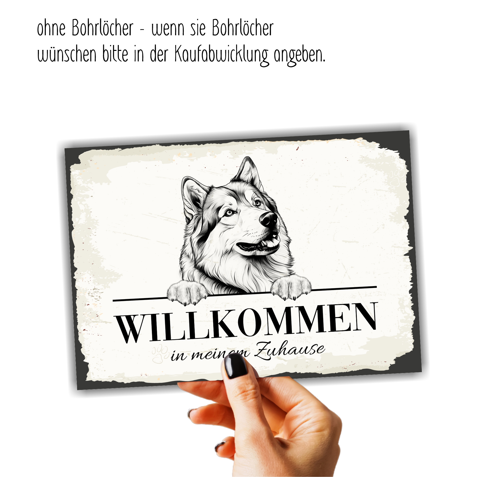 Hundeschild Willkommen Zuhause Alaskan Malamute Schild Achtung Zaun Frau Spruch Türschild Hundeschild Warnschild  Design by Siviwonder