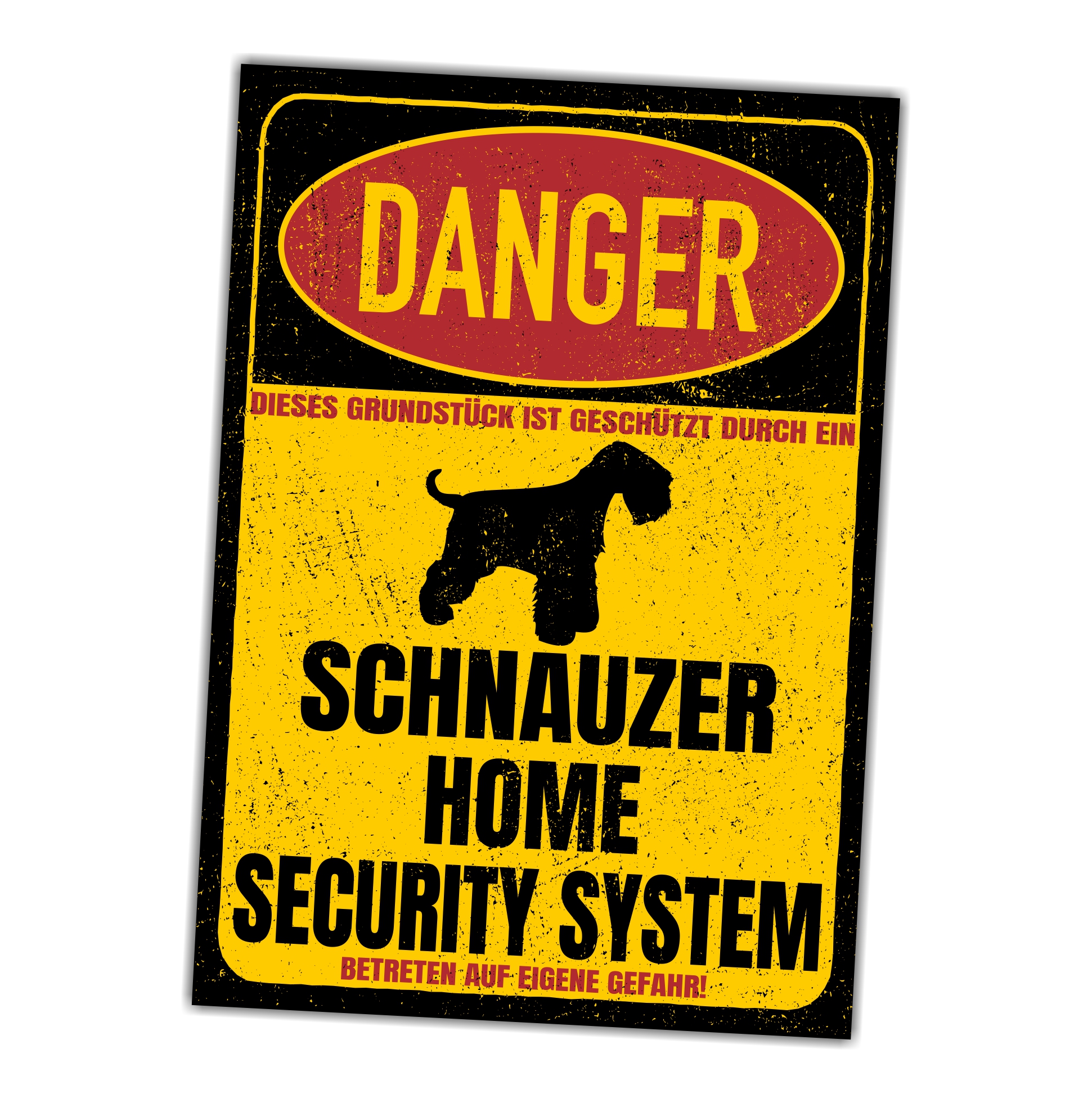 Schnauzer Türschild Danger Security System Warnschild Hund Schilder Hundeschild
