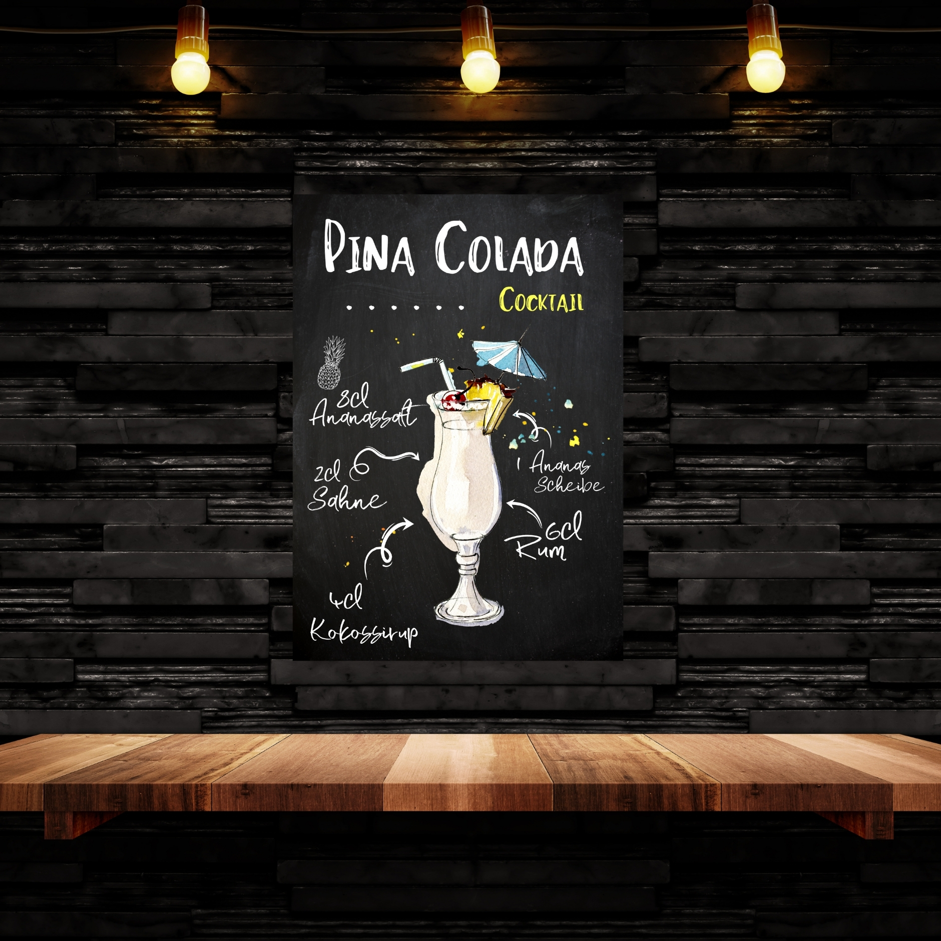 Pina Colada Rezept Schild für deinen Partykeller Türschild Warnschild Privatgrundstück lustiges Spaß Schild  happy Design by Siviwonder