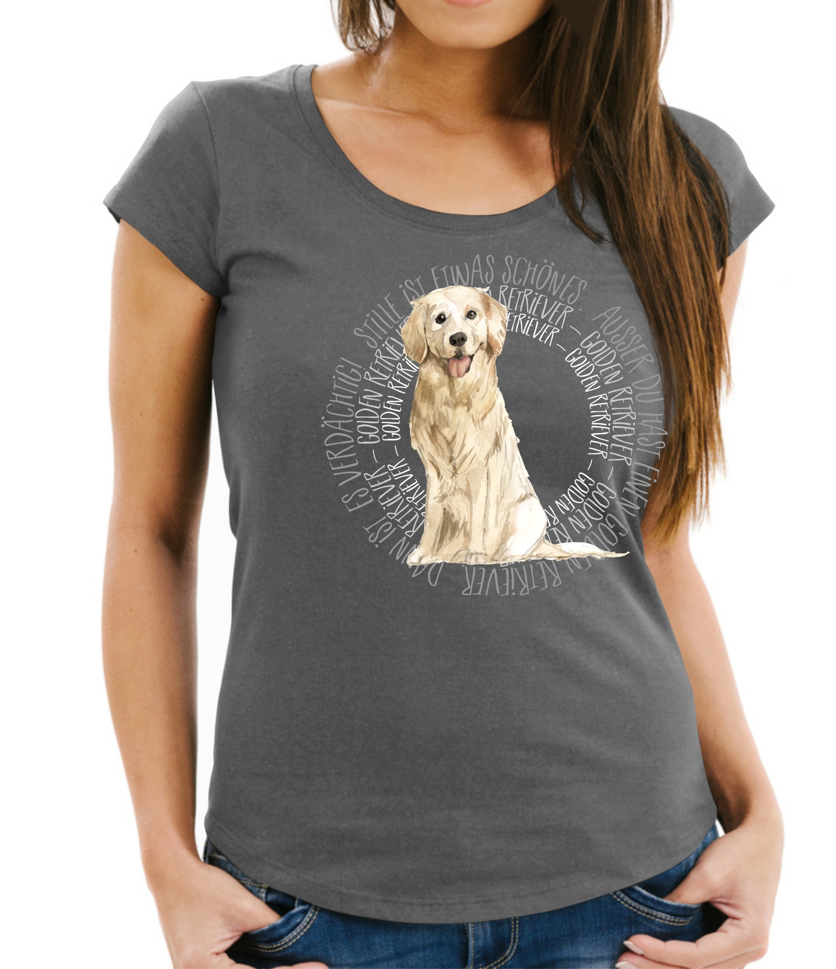 GOLDEN RETRIEVER DAMEN T-SHIRT CIRCLE Watercolor by SIVIWONDER