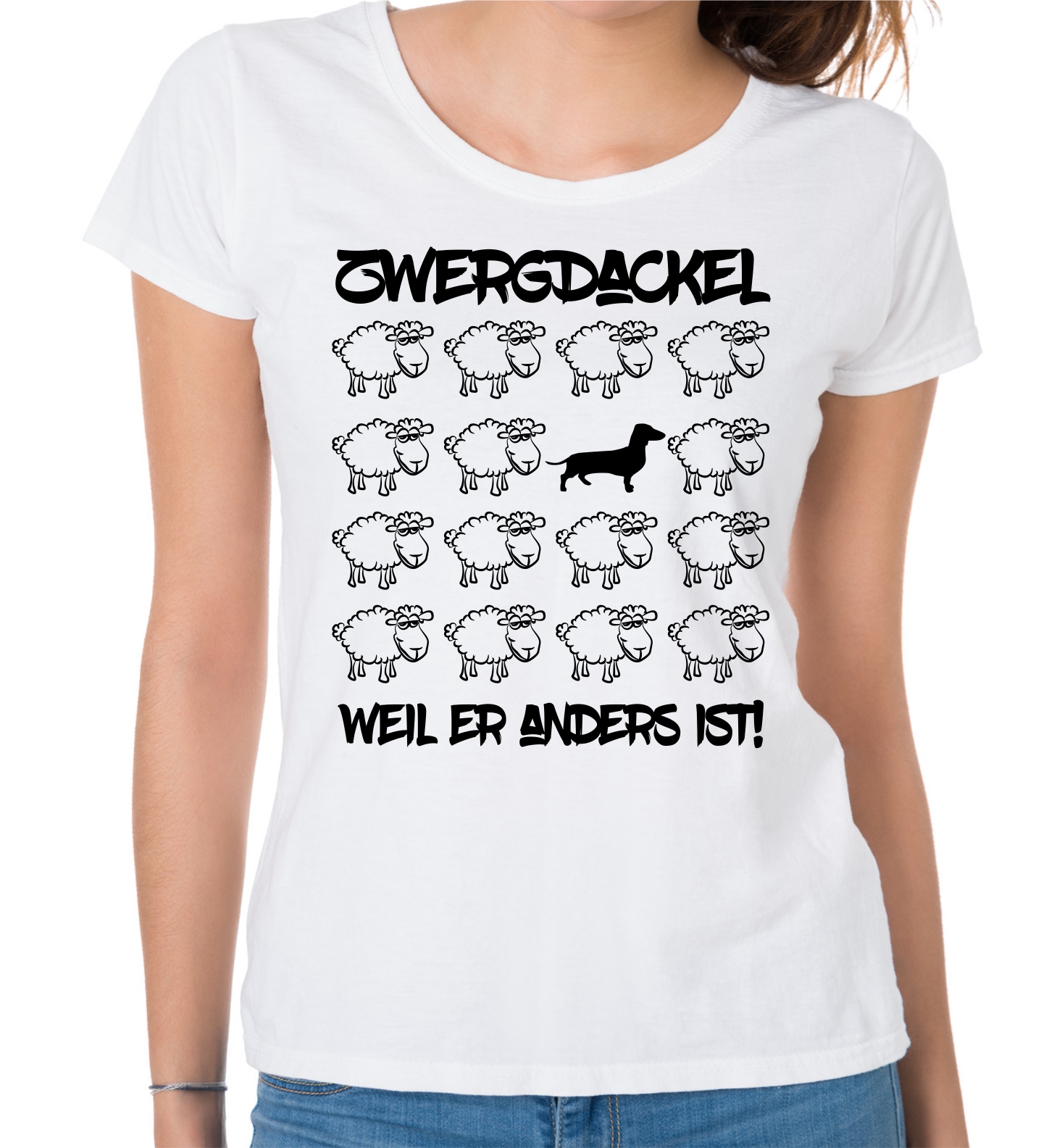 ZWERGDACKEL DAMEN T-SHIRT BLACK SHEEP by SIVIWONDER