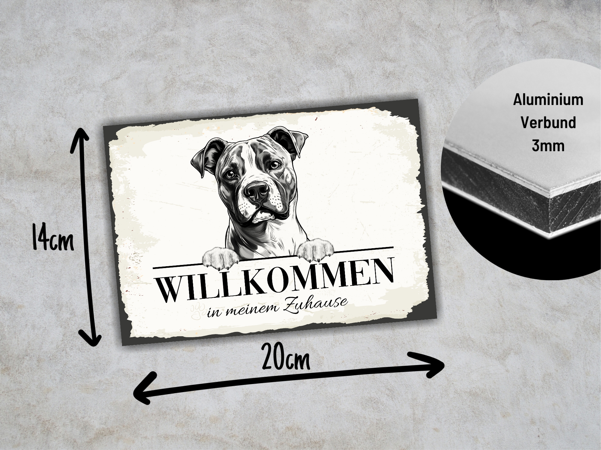 Hundeschild Willkommen Zuhause American Staffordshire Terrier Schild Achtung Zaun Frau Spruch Türschild Hundeschild Warnschild  Design by Siviwonder