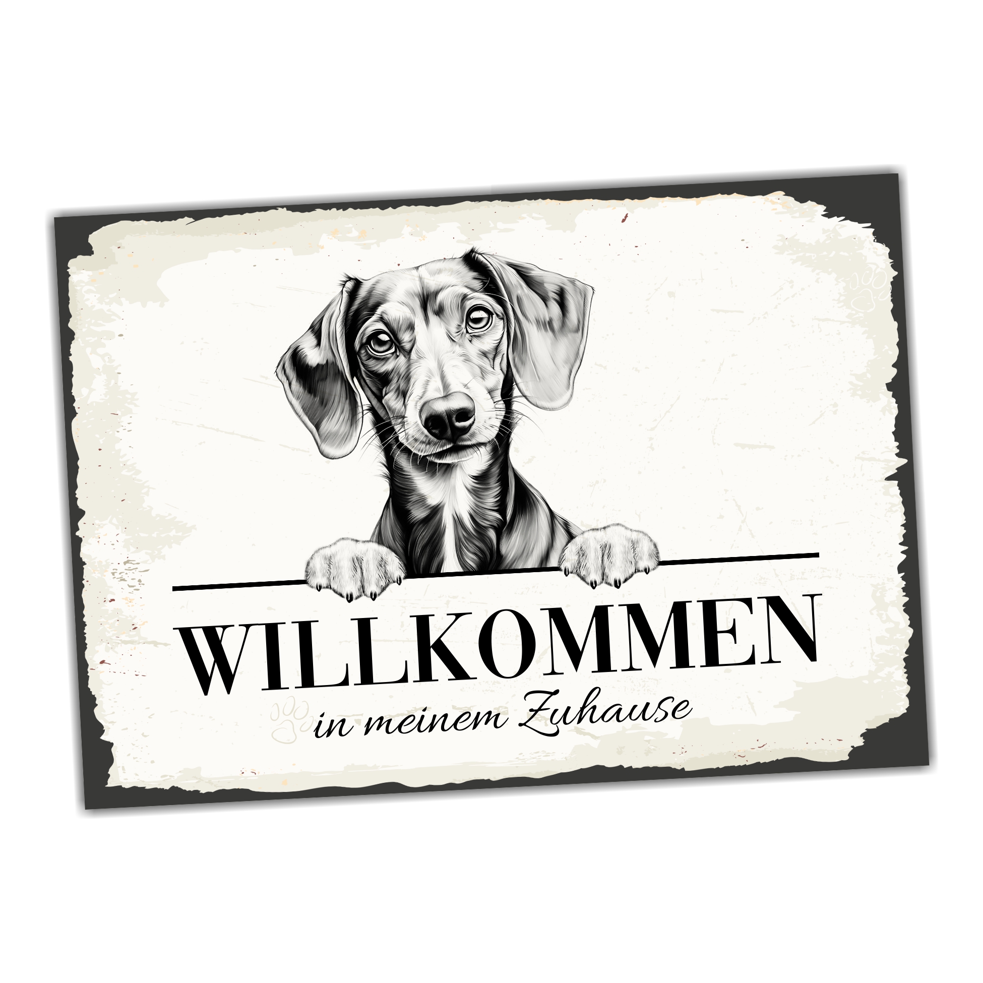 Hundeschild Willkommen Zuhause Dackel No.6 Dog Schild Spruch Türschild Warnschild