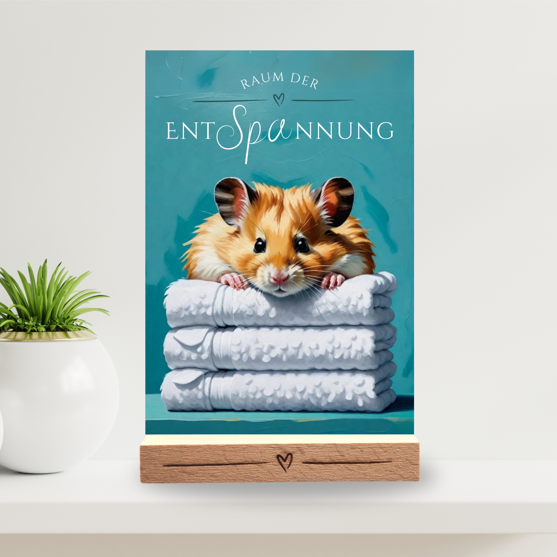Hamster Goldhamster  Schild Wellness Handtuch Entspannung  Schild Spruch