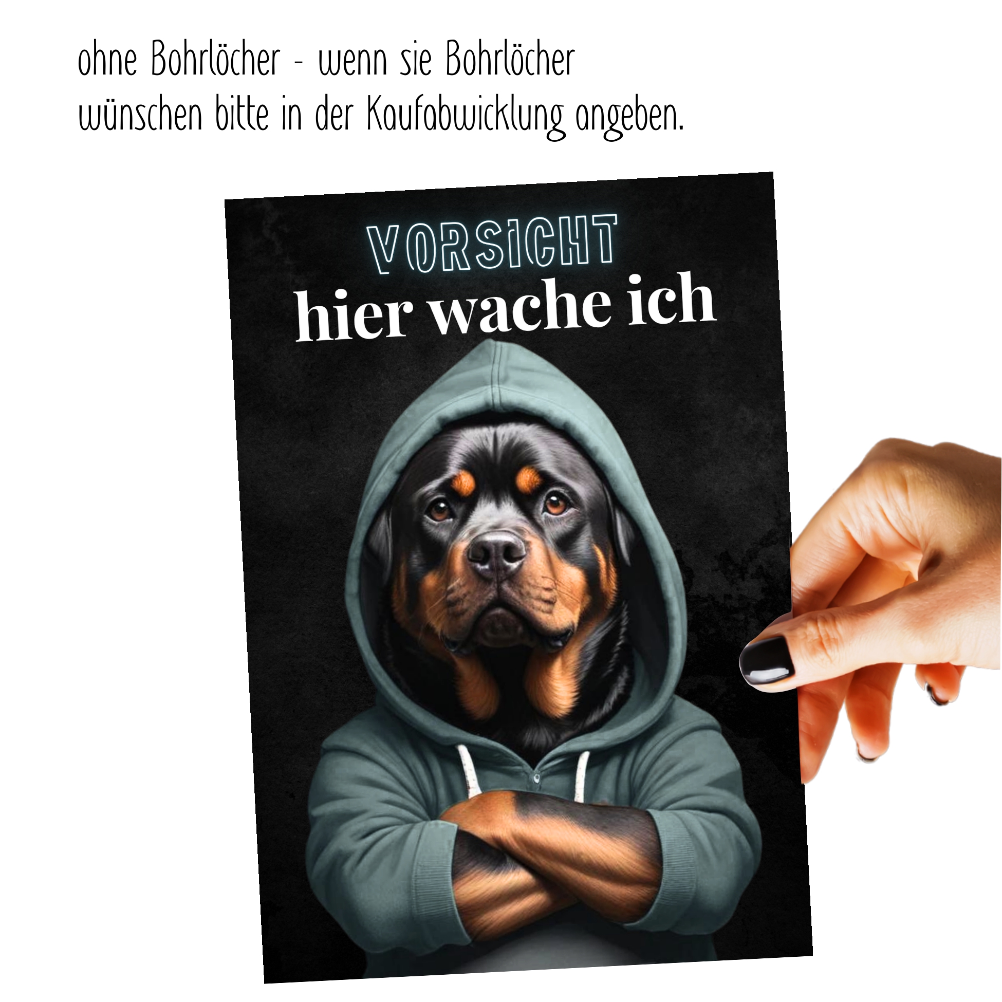 Hundeschild Schild Vorsicht Rottweiler Dog Spruch Türschild Warnschild Hund hier wache ich
