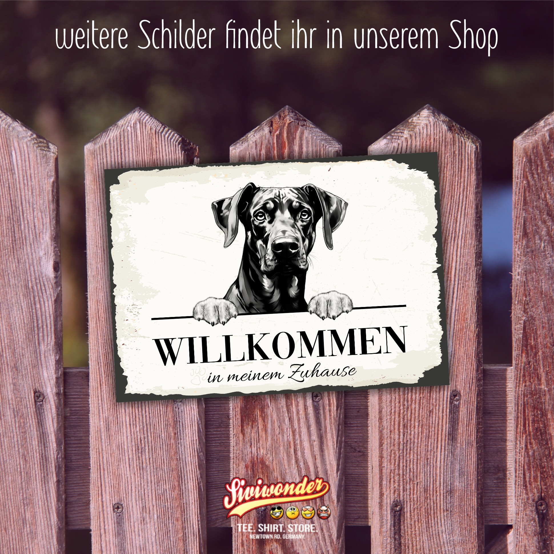 Hundeschild Willkommen Zuhause Dobermann Dobi Schild Achtung Spruch