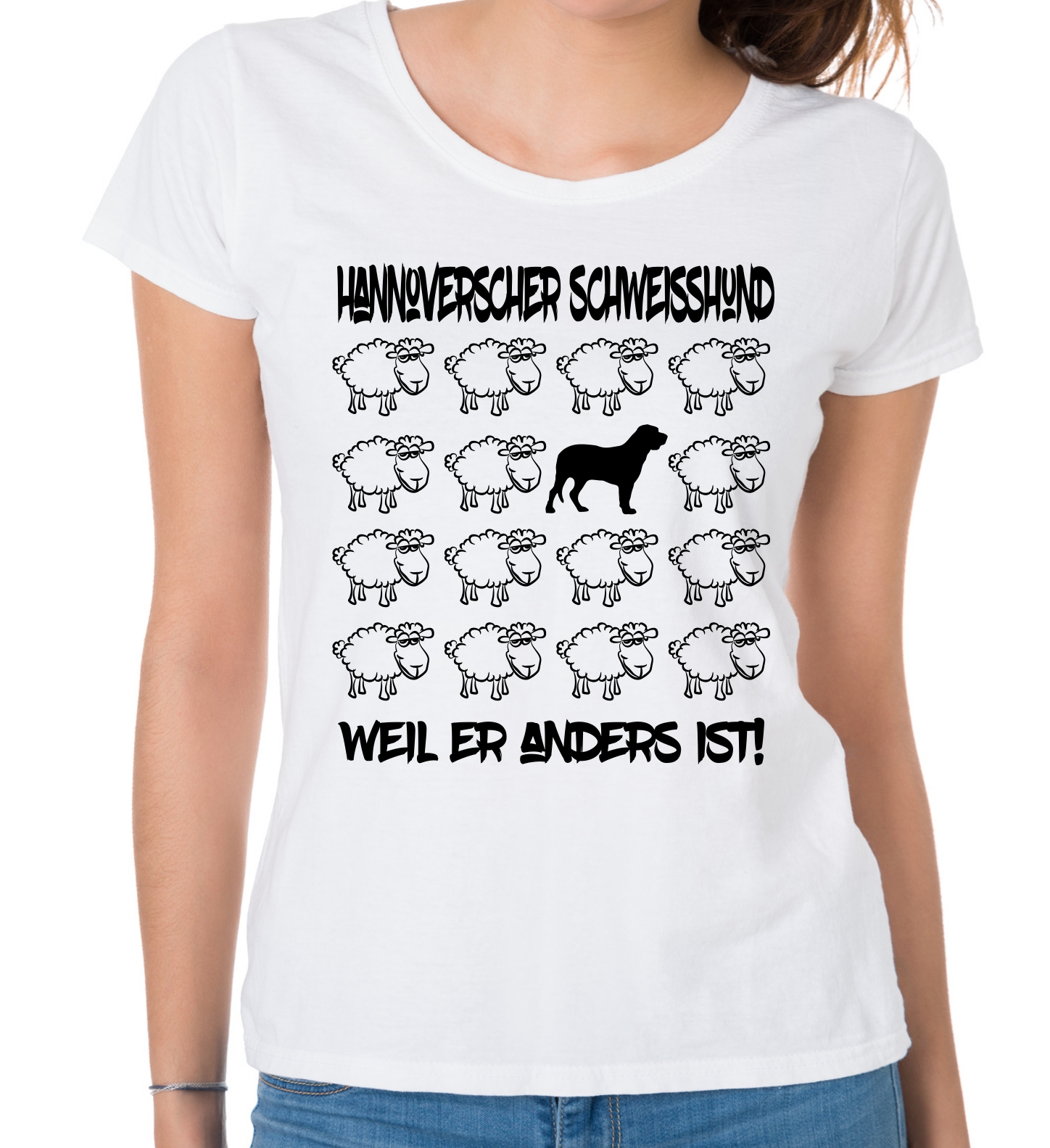 HANNOVERSCHE SCHWEIßHUND DAMEN T-SHIRT BLACK SHEEP by SIVIWONDER