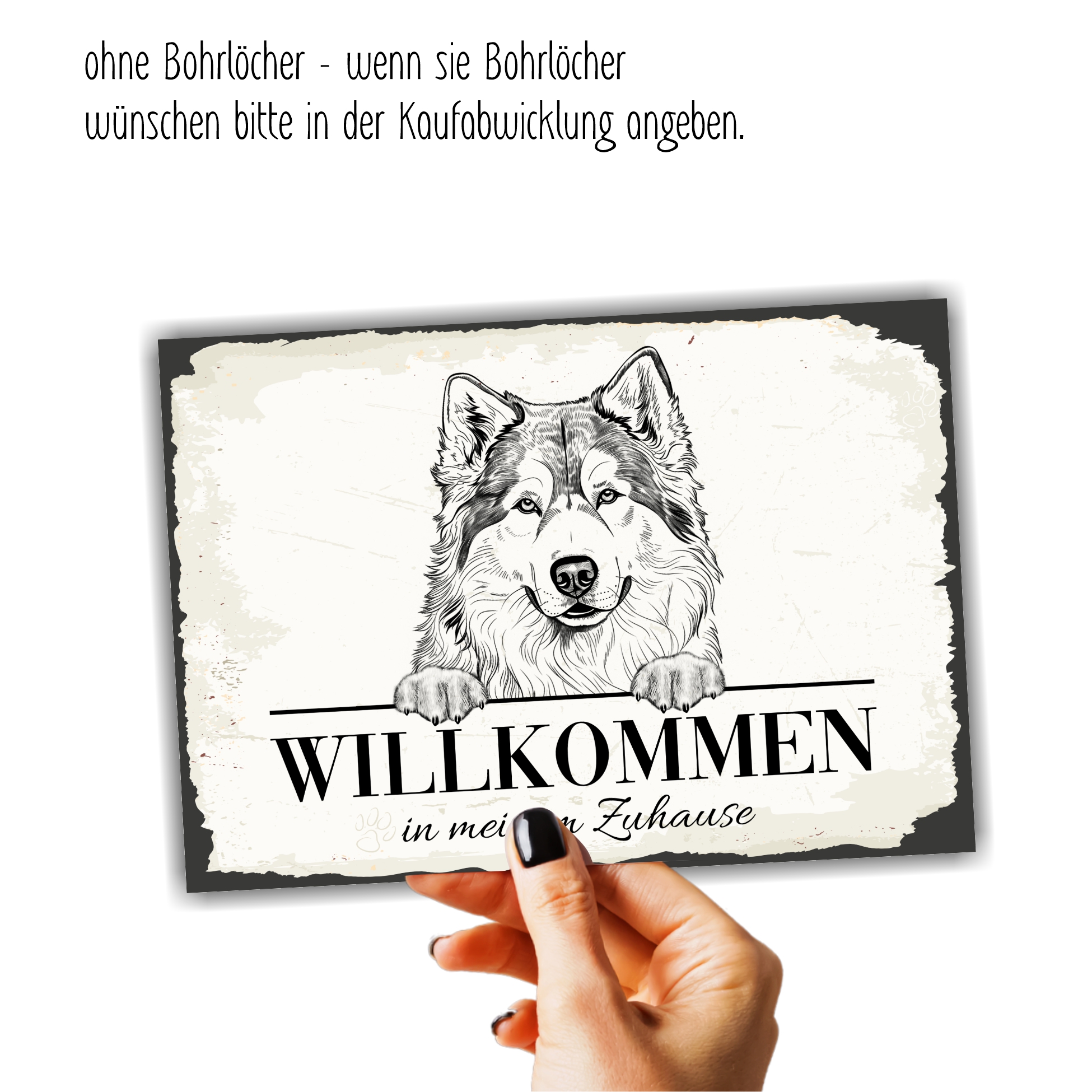 Hundeschild Willkommen Zuhause Alaskan Malamute No.1 Dog Schild Spruch Türschild Warnschild