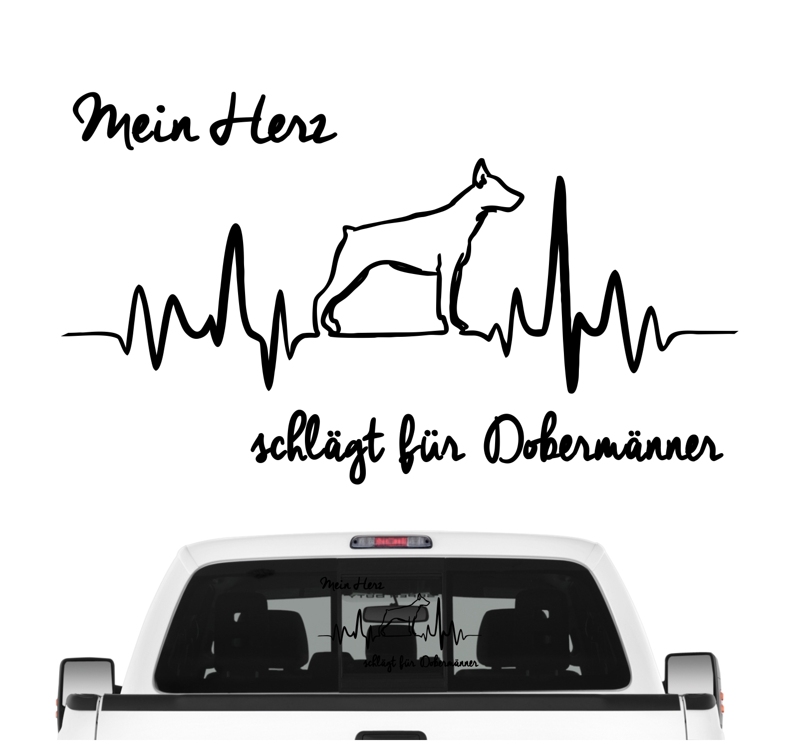 Dobermann Dobi Dobie Doberman Pinscher Dog Hundeaufkleber Herz AUTOAUFKLEBER Hunde HEARTBEAT EKG by SIVIWONDER