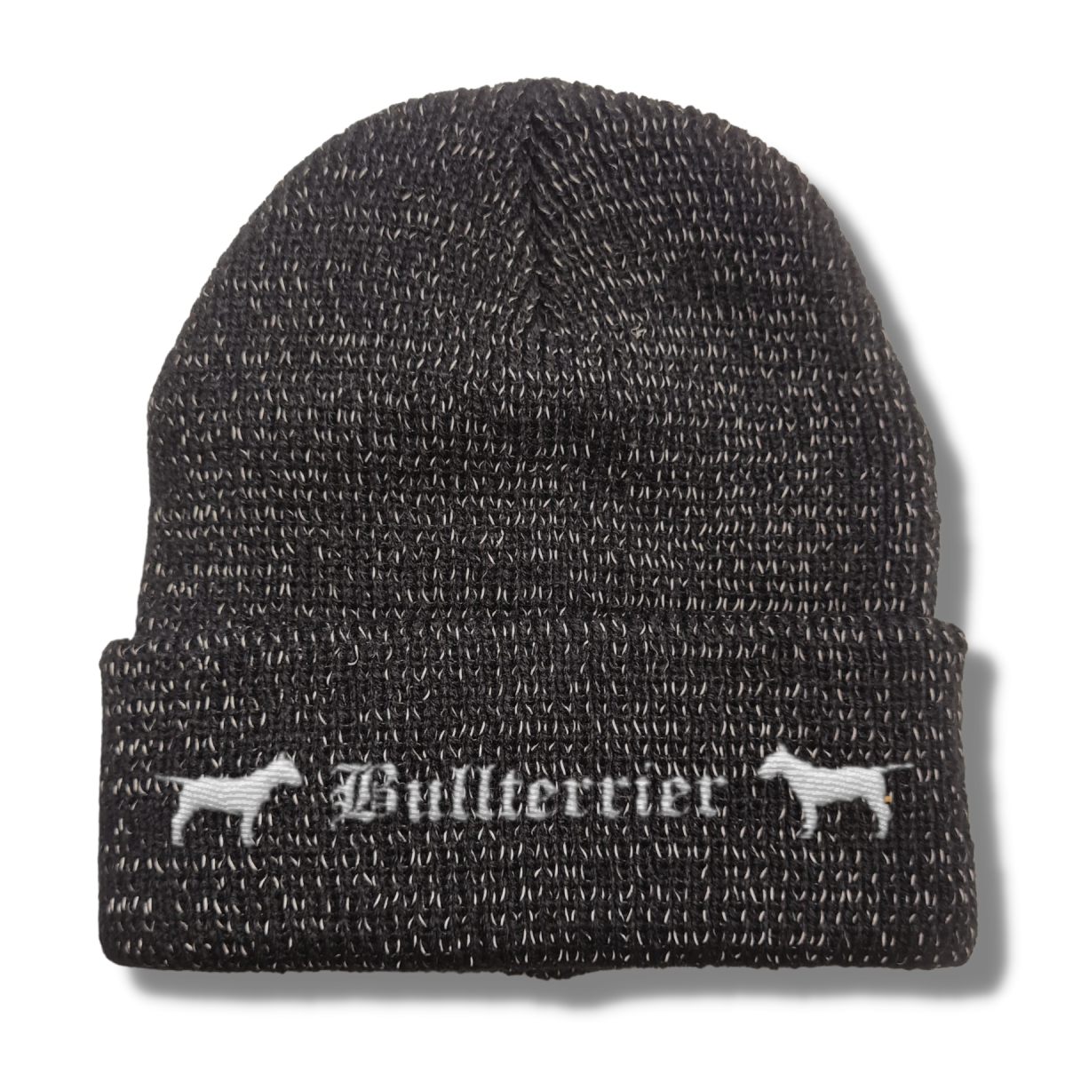 Bad Bullterrier reflektierende Mütze Stickerei Hund Winter Strickmütze reflex Beanie warm