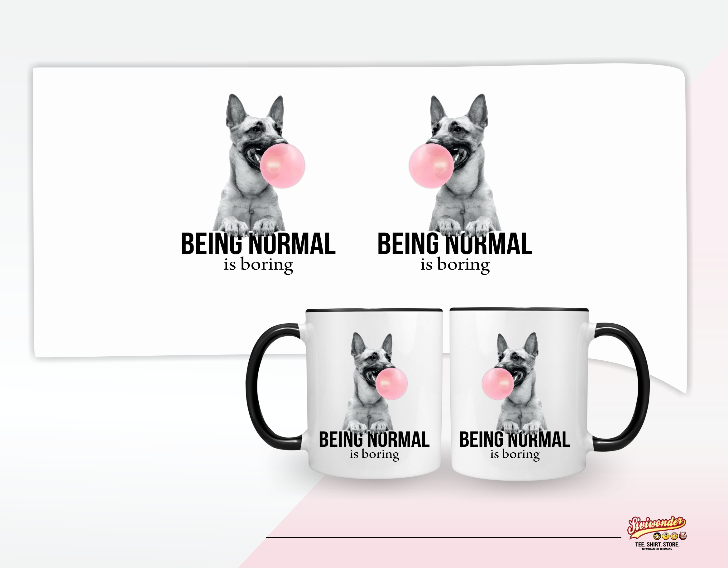 Malinois mit Kaugummi Bubble normal  Dog Freund Tasse Kaffee lustig Kaffeebecher Mug Design Design by Siviwonder