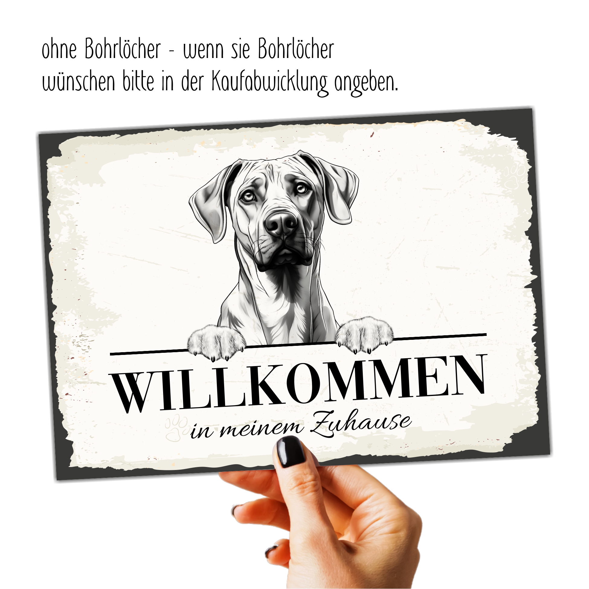 Hundeschild Willkommen Zuhause Ridgeback Dog Schild Spruch Türschild  Warnschild