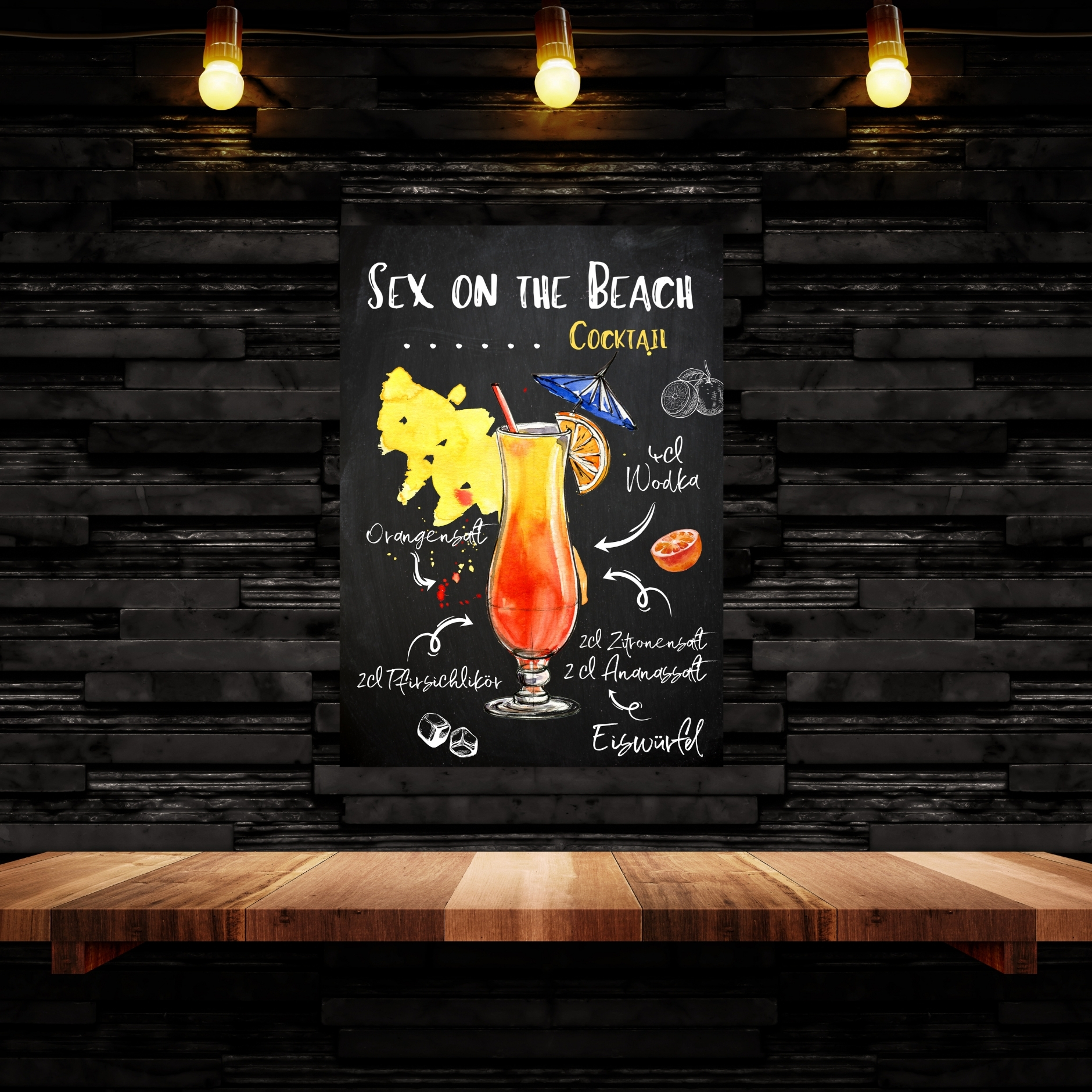 Sex on the Beach  Rezept Schild für deinen Partykeller Türschild Warnschild Privatgrundstück lustiges Spaß Schild  happy Design by Siviwonder