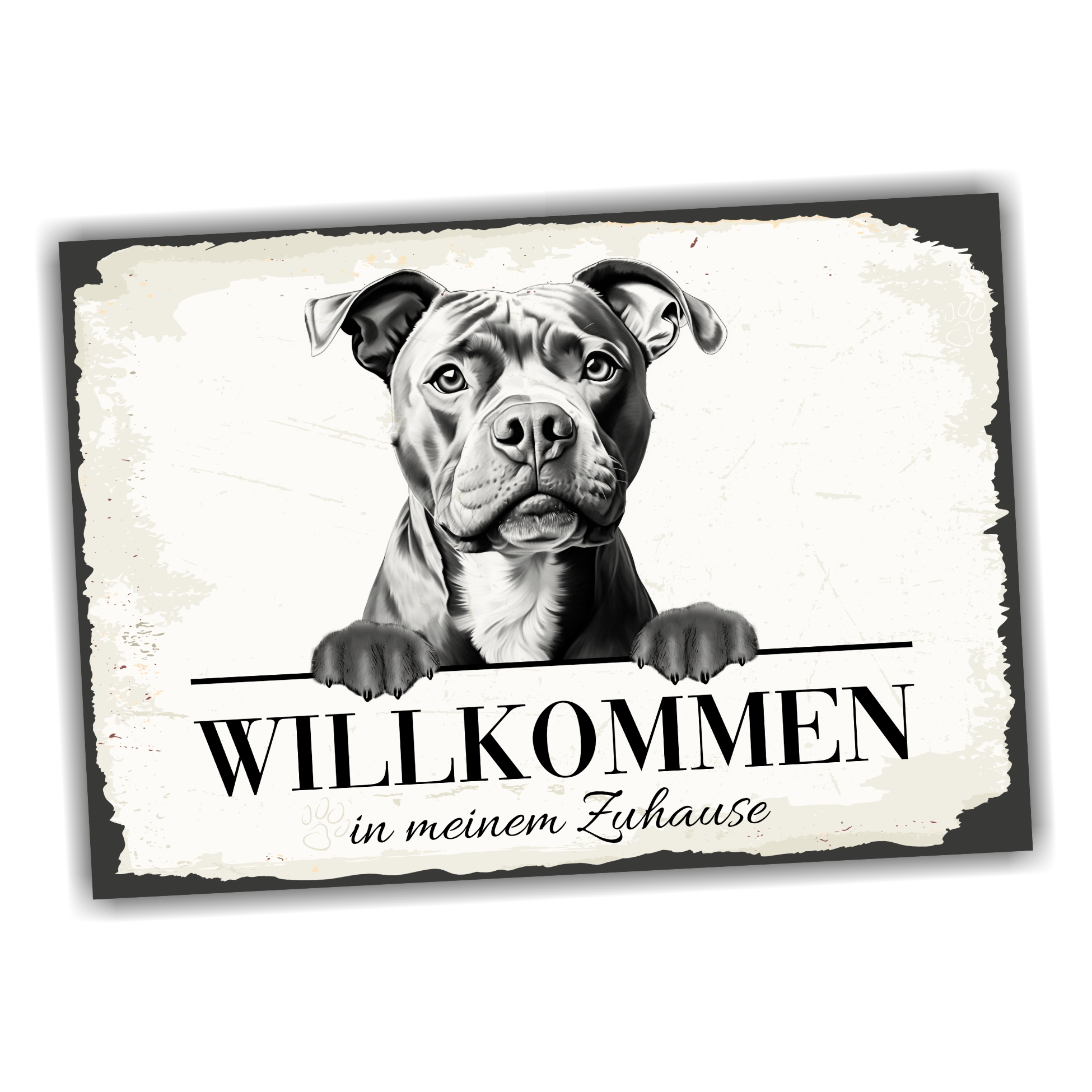 Hundeschild Willkommen Zuhause Staffordshire Bullterrier Staff Stafford Schild Achtung Spruch