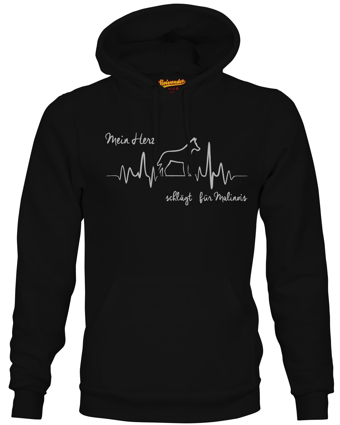 MALINOIS SWEATSHIRT HEARTBEAT EKG   Hund Hundemotiv Herz Hoodie