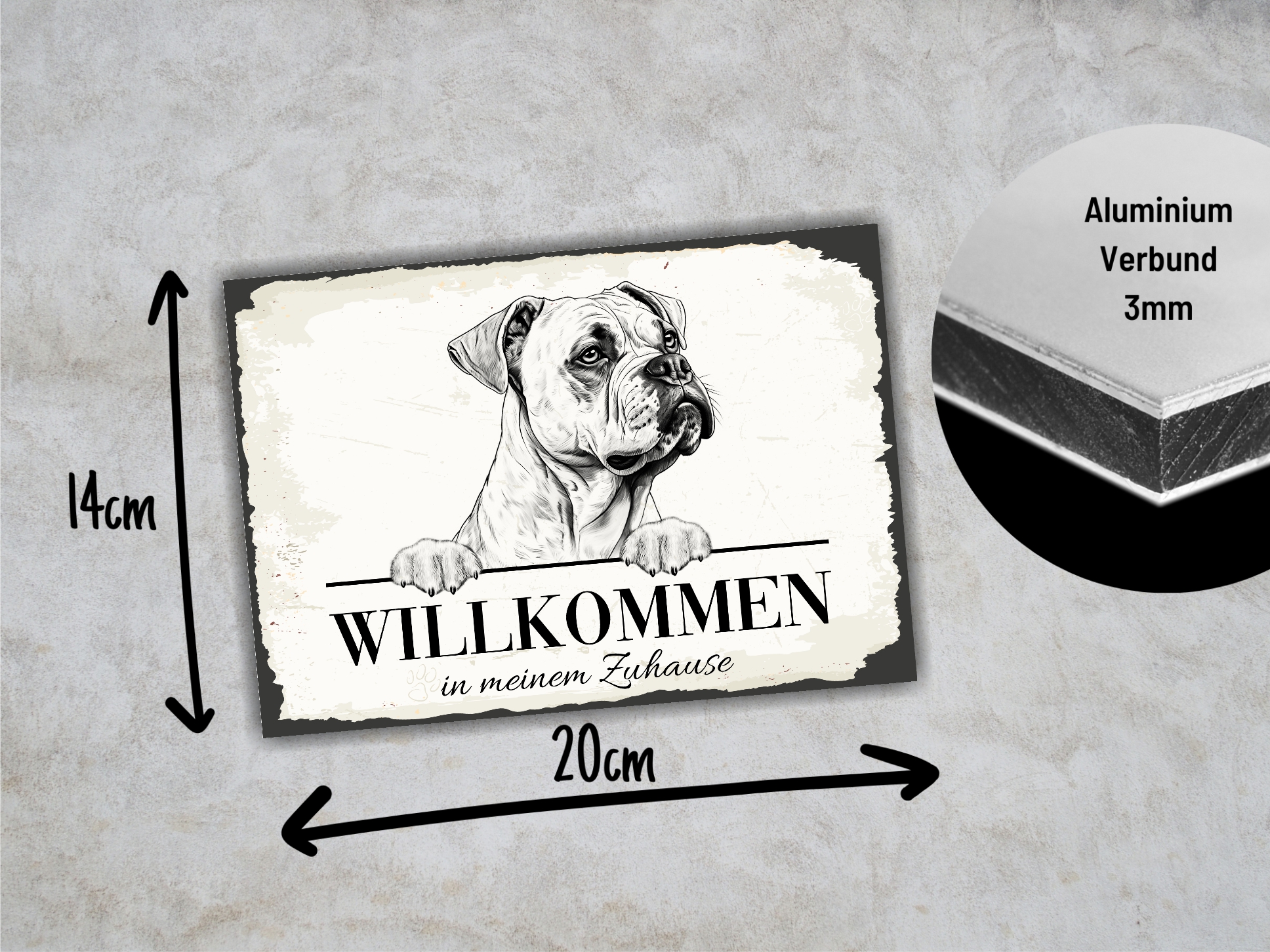 Hundeschild Willkommen Zuhause Boxer deutscher Schild