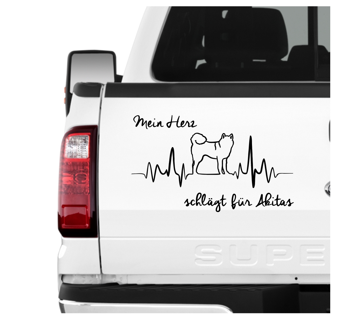 Akita Inu Japan Small Japanese Dog Hundeaufkleber Herz AUTOAUFKLEBER Hunde HEARTBEAT EKG by SIVIWONDER