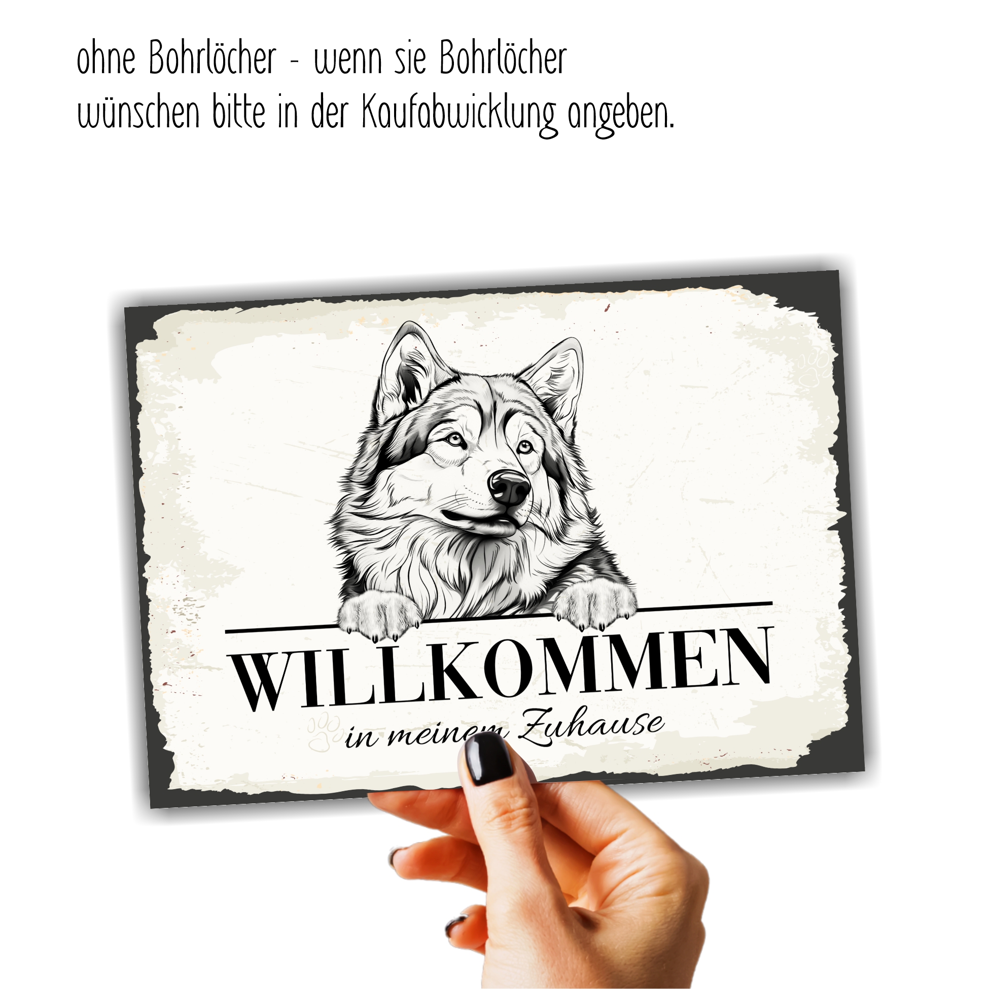 Hundeschild Willkommen Zuhause Alaskan Malamute Schild Achtung Zaun Frau Spruch Türschild Hundeschild Warnschild  Design by Siviwonder