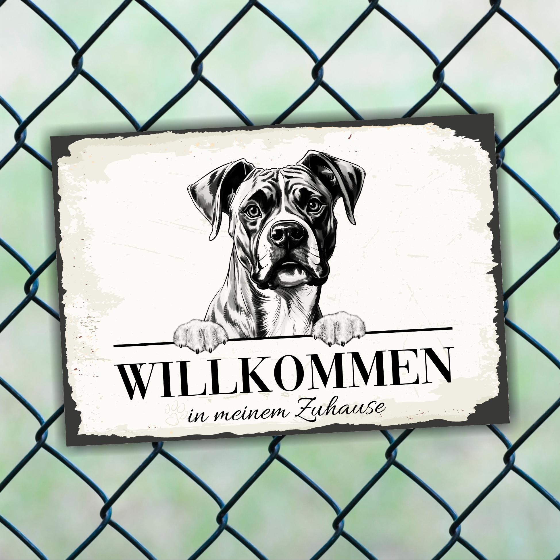 Hundeschild Willkommen Zuhause Boxer deutscher Schild