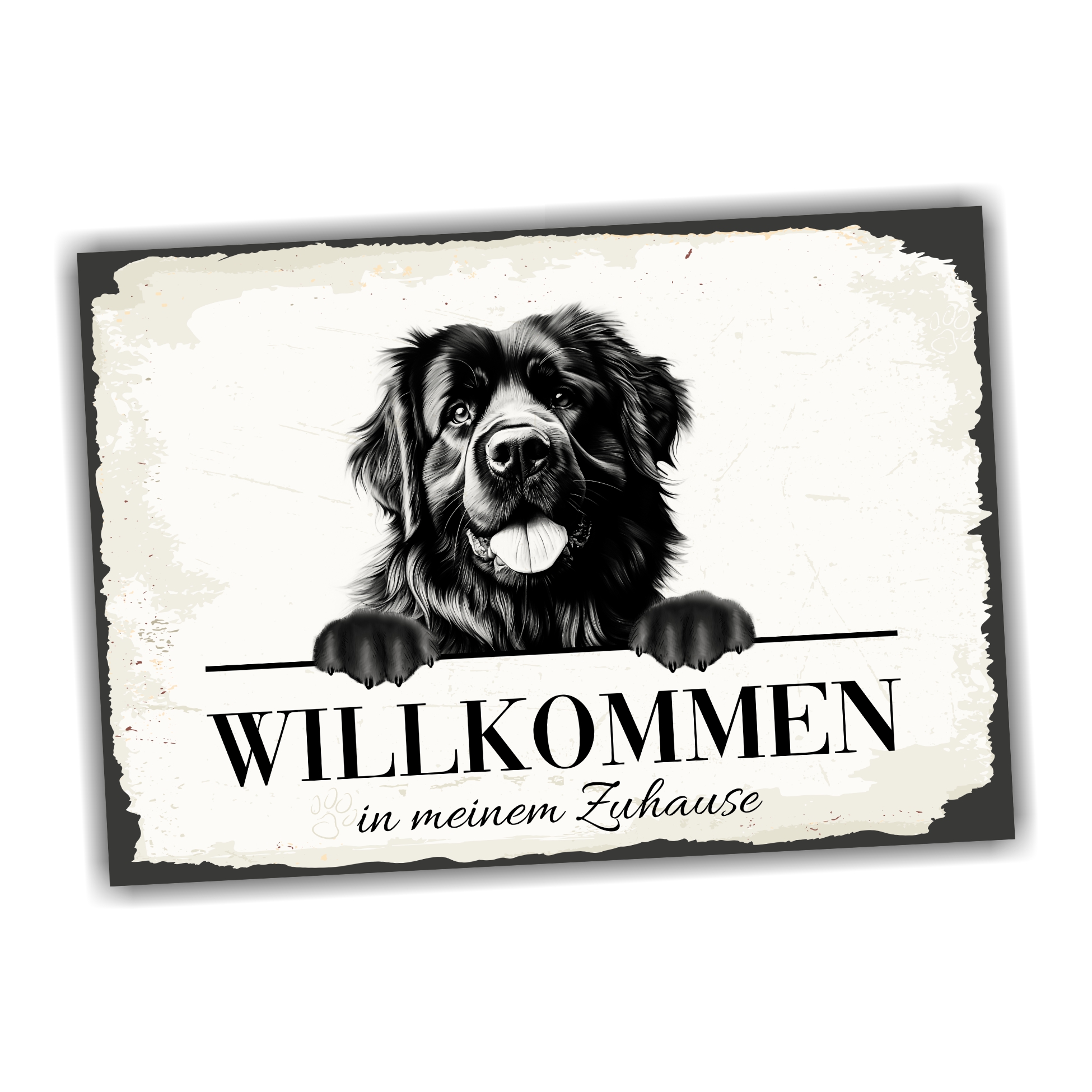 Hundeschild Willkommen Zuhause Neufundländer Neufi No.3 Dog Schild Spruch Türschild Warnschild