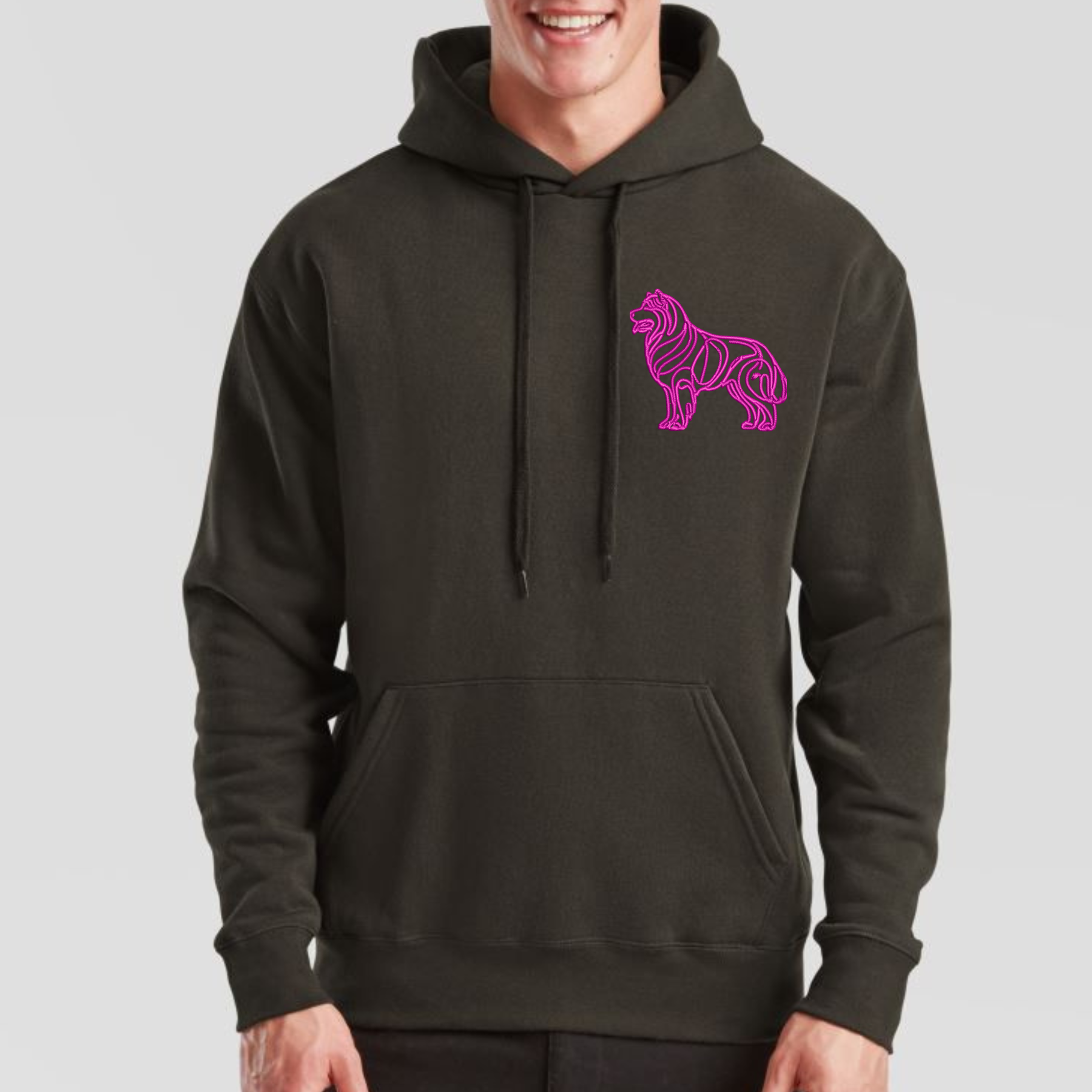 Personalisierter Hoodie Alaskan Malamute gestickt Hund wählbare Stickerei kuschelig Stickerei