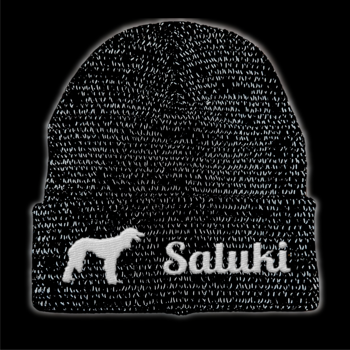 Saluki reflektierende Mütze Stickerei Hund Winter Strickmütze reflex Beanie warm kalt