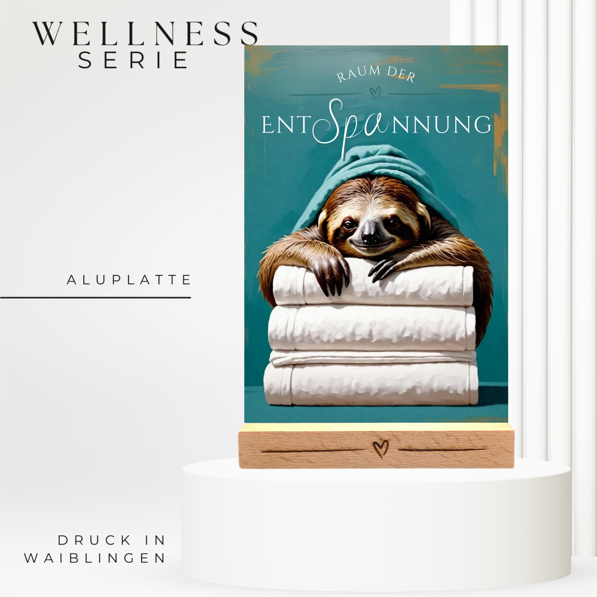 Faultier Schild Wellness Handtuch Entspannung  Schild Spruch