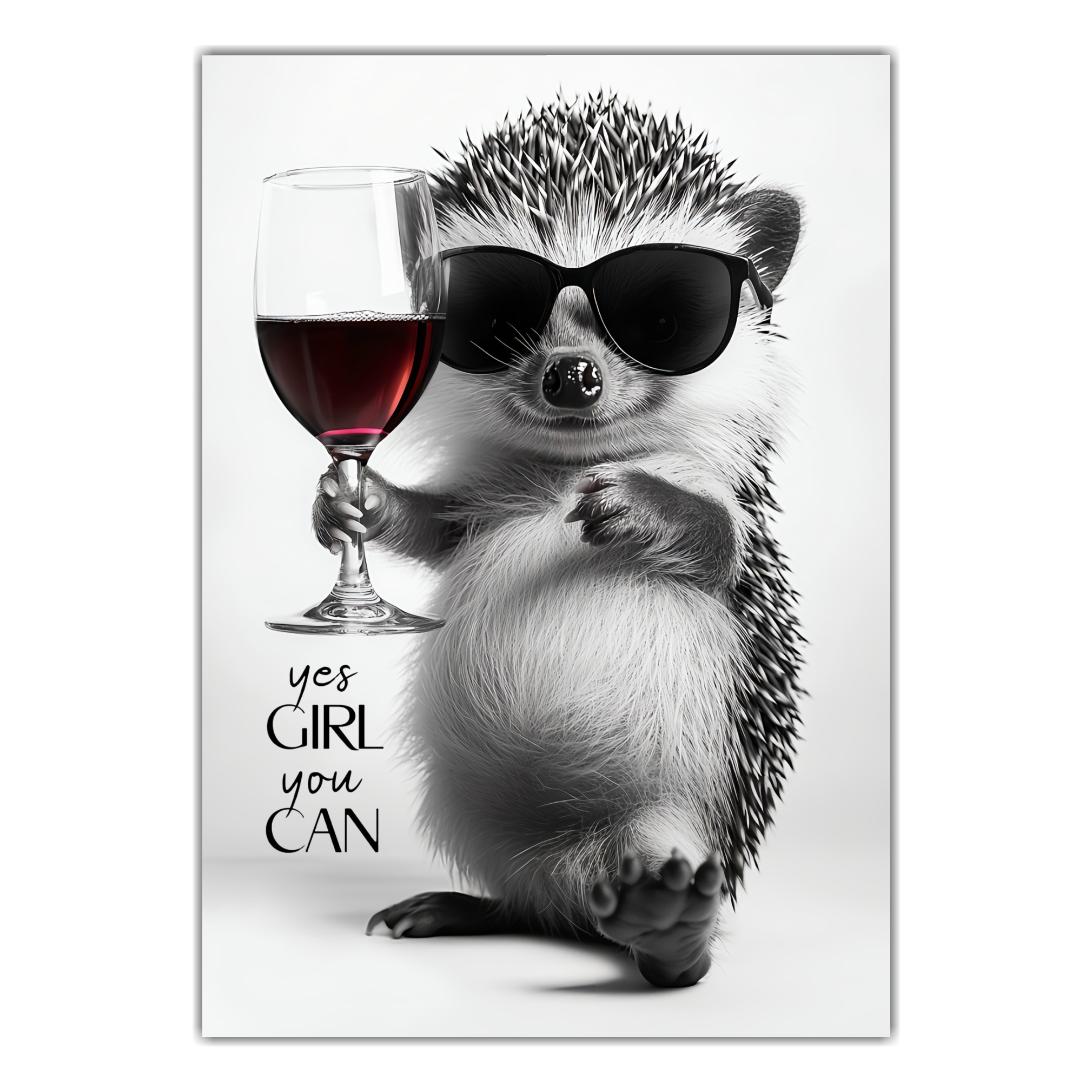 Schild Igel Artprint Wein Spruch Deko Wanddekor Geschenkidee Quotes Weinliebhaber